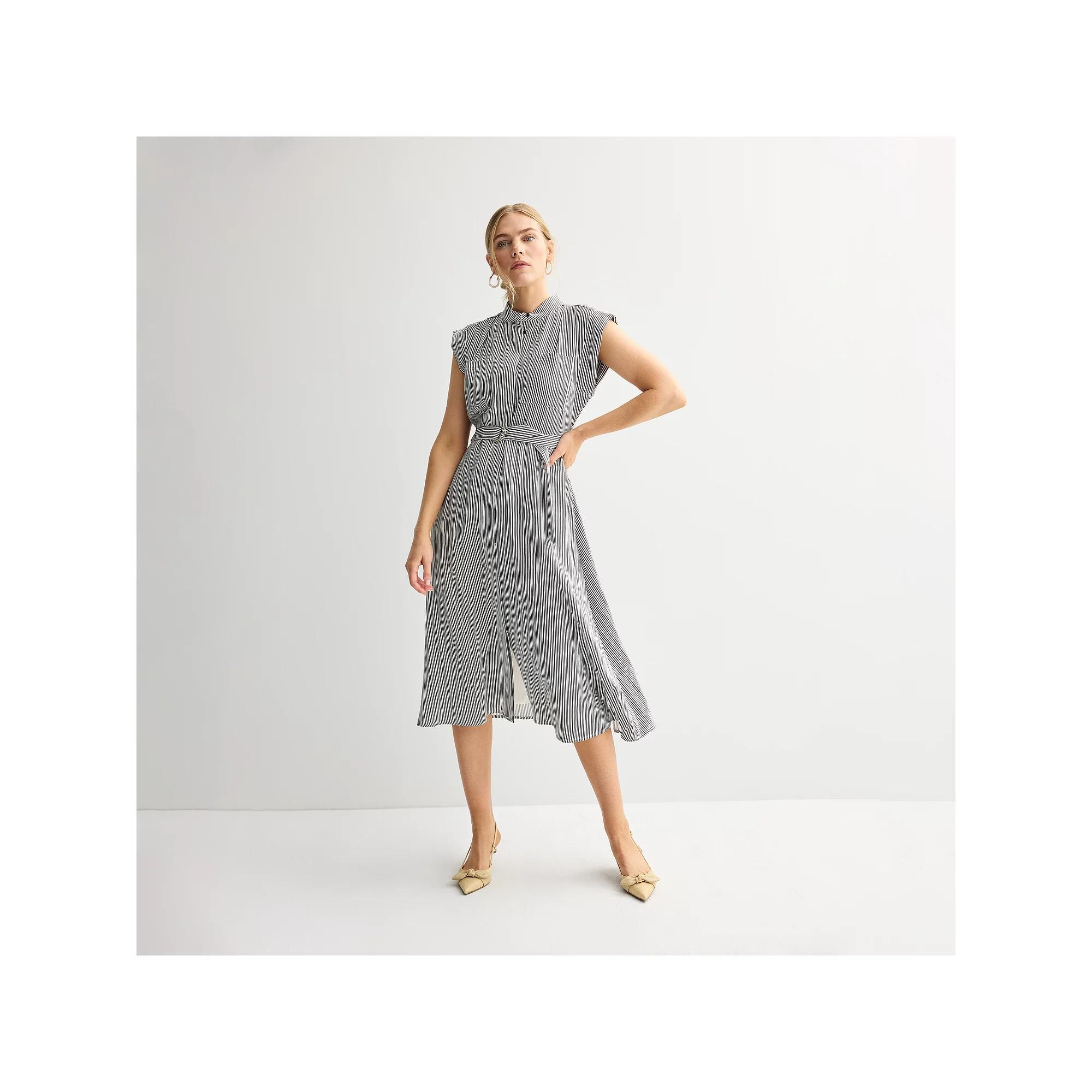 Women's Nine West Cap Sleeve Midi Shirt Dress, Size: XXL, Gray Stripe Product Image