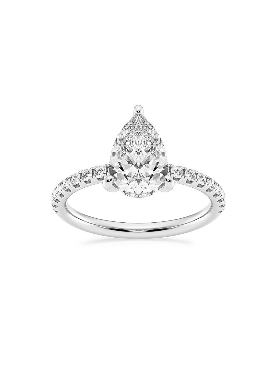 Womens Platinum & Pear-Cut Lab-Grown Diamond Hidden Halo Ring/0.80-3.41 TCW Product Image