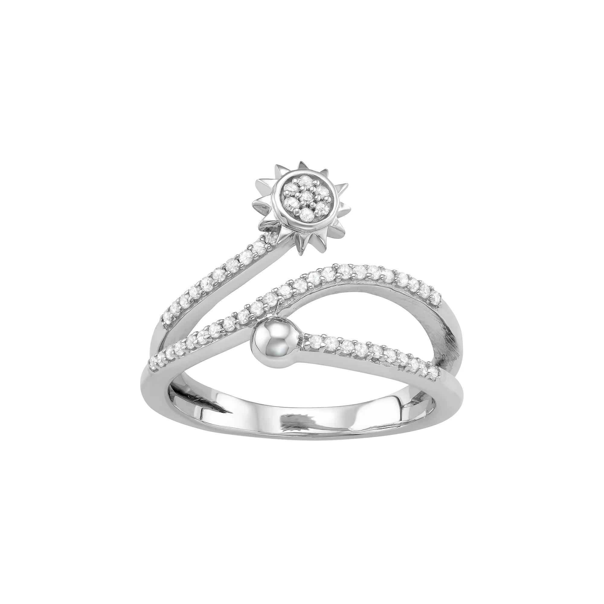 Jewelexcess Sterling Silver 1/4 Carat T.W. Diamond Sun Bypass Ring, Women's, Size: 8, Silver Tone Product Image