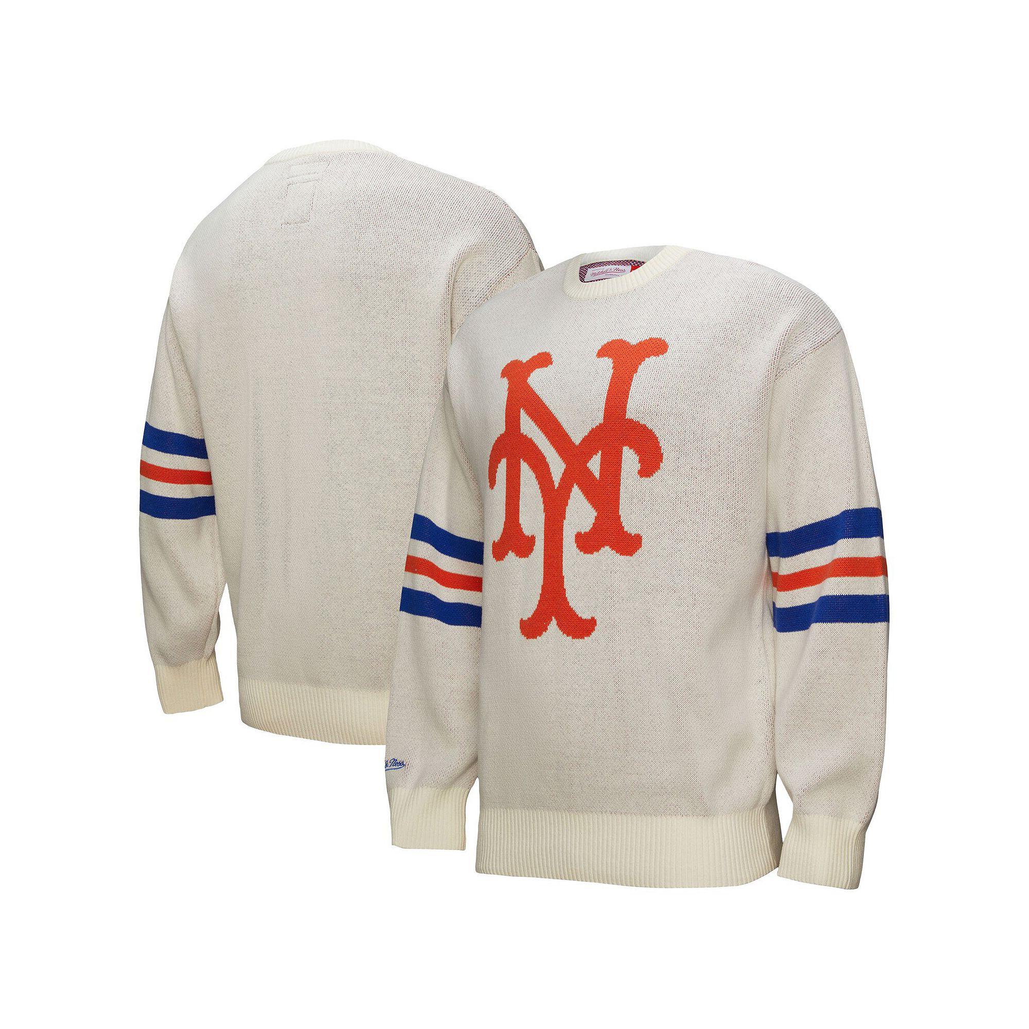 Men's Mitchell & Ness Cream New York Mets Retro Pullover Sweater, Size: XL, Beige Product Image