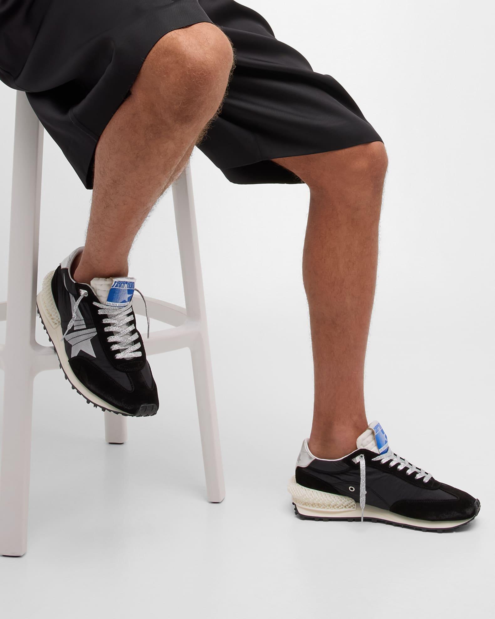 Men's Marathon Nylon and Suede Runner Sneakers Product Image