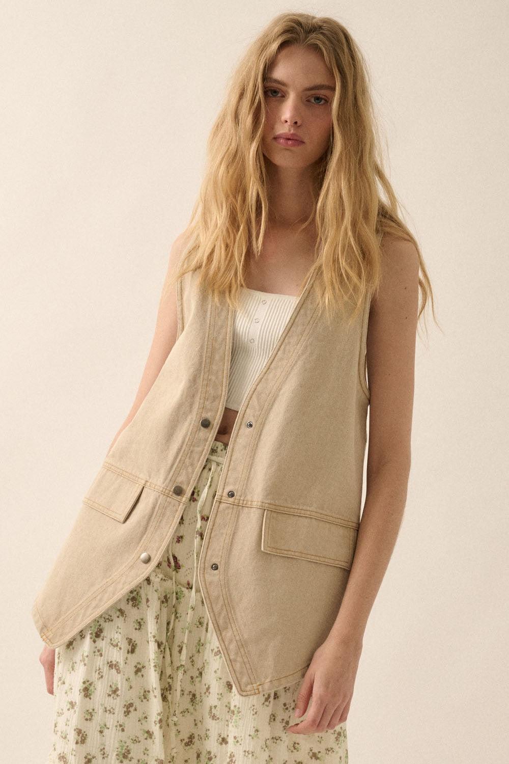 Longlined Denim Vest Product Image