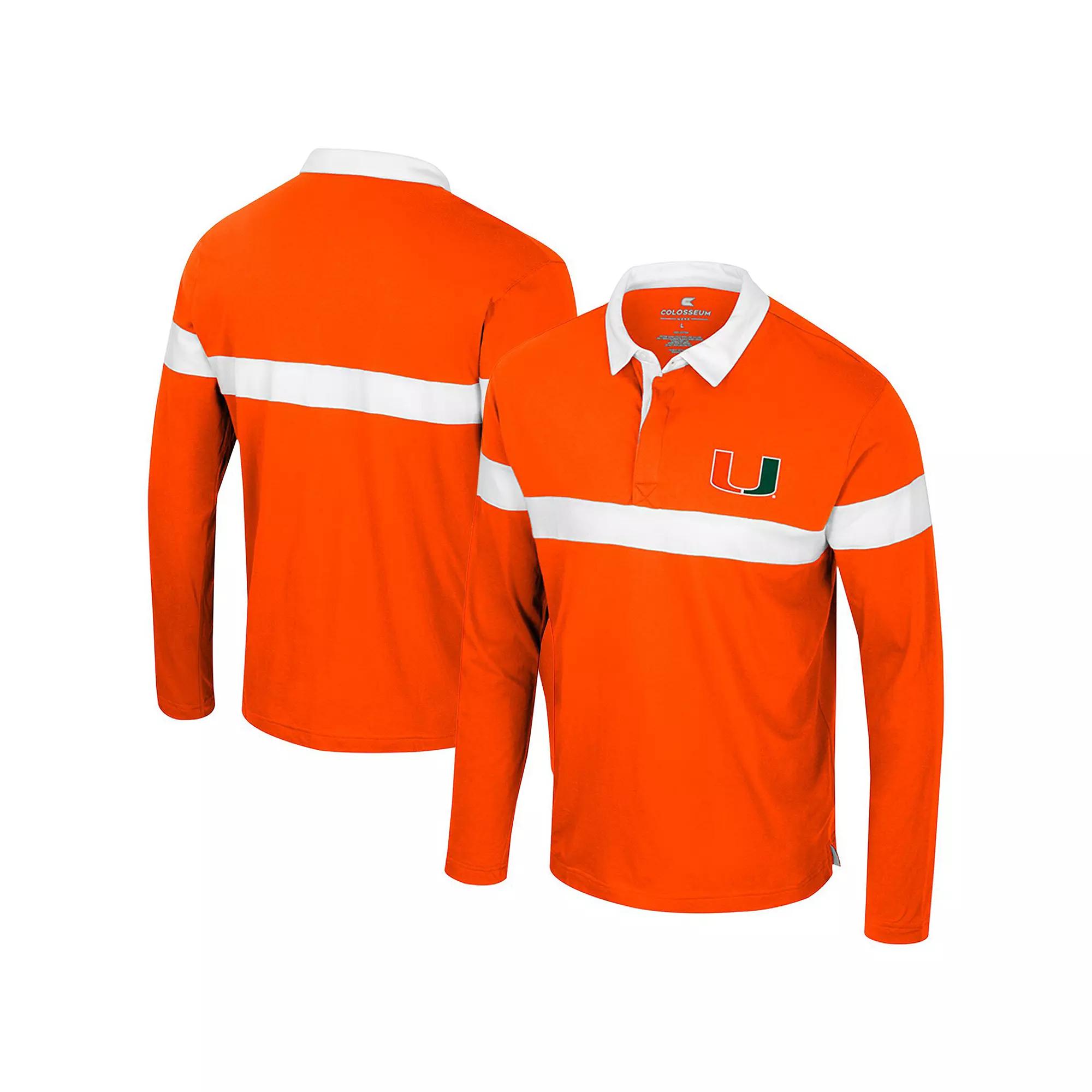 Men's Colosseum Orange Miami Hurricanes Too Cool For School Long Sleeve Polo,  Product Image