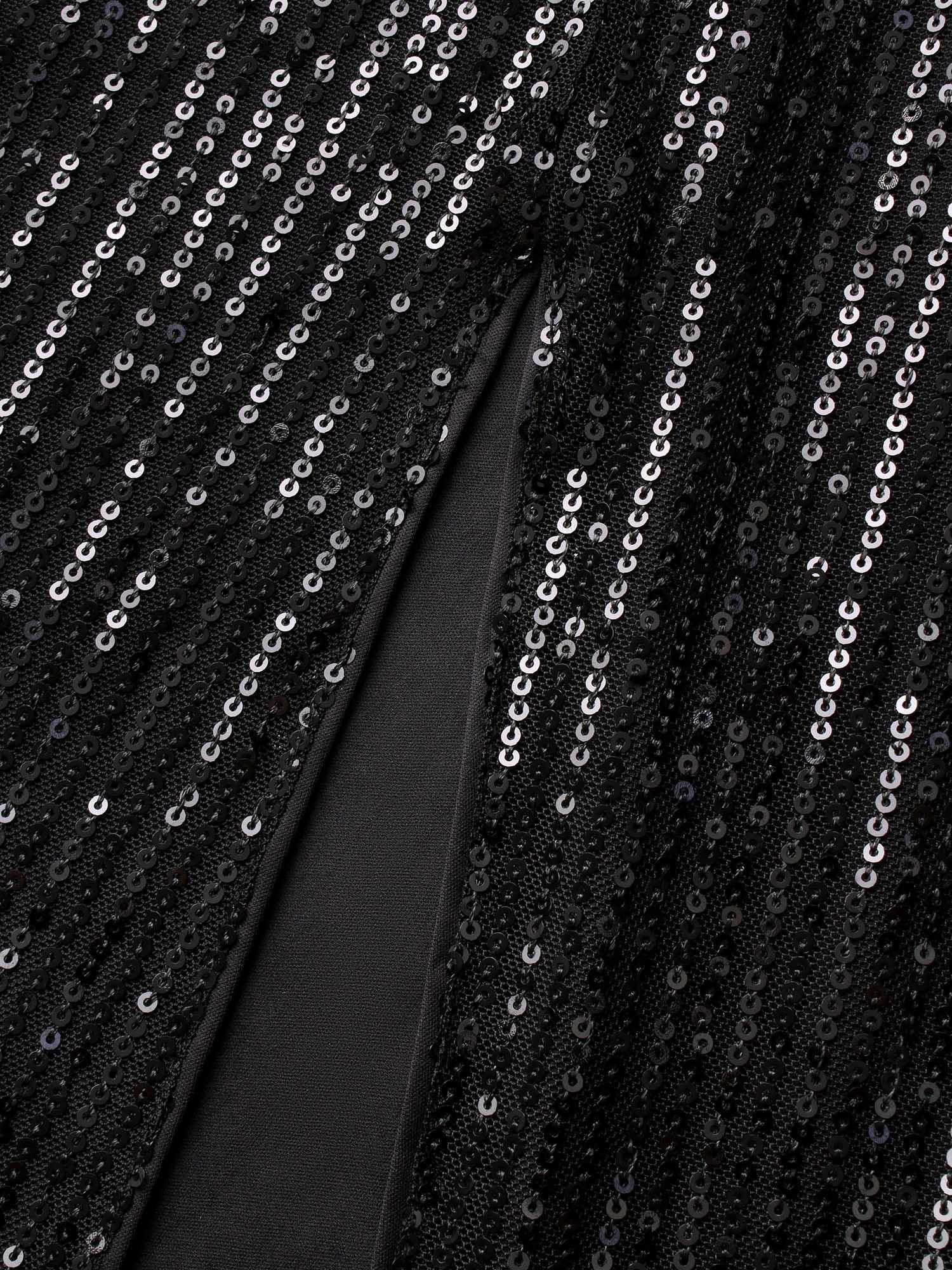 Sequin Mesh Asymmetrical Neck Midi Dress Female Product Image