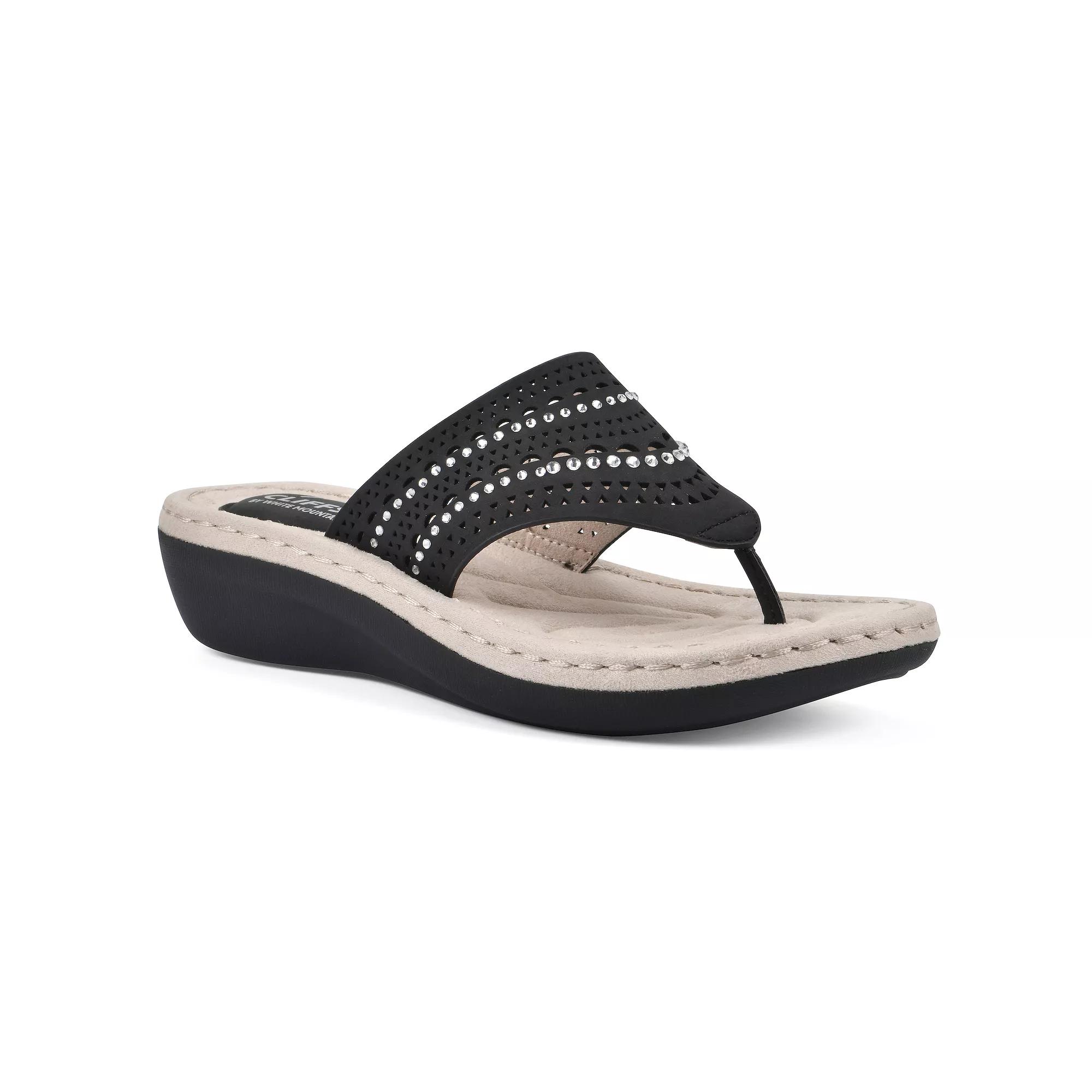 Cliffs by White Mountain Comate Women's Thong Sandals, Size: 9.5 Wide, Black Nubuck Product Image