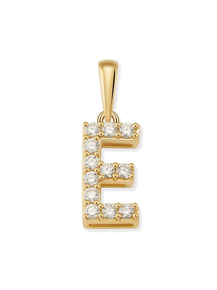 Womens 14K Yellow Gold Luxe Letter Diamond Initial Pendant Charm Product Image