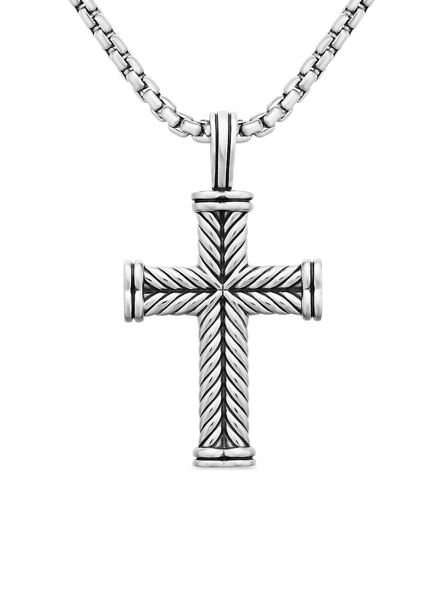 Mens Chevron Cross Pendant in Sterling Silver Size 0 Product Image