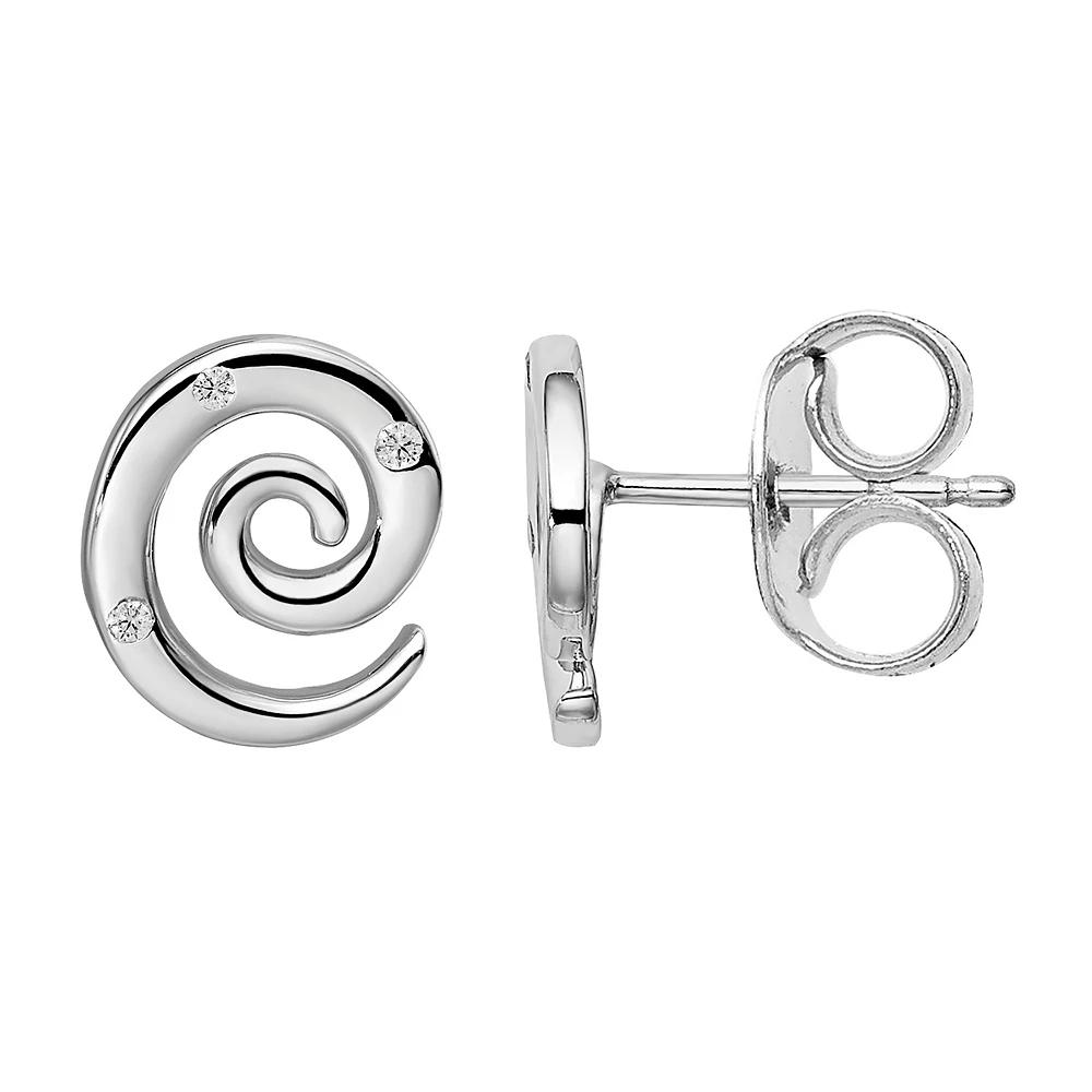 White Ice Sterling Silver Diamond Accent Swirl Earrings, Womens Product Image