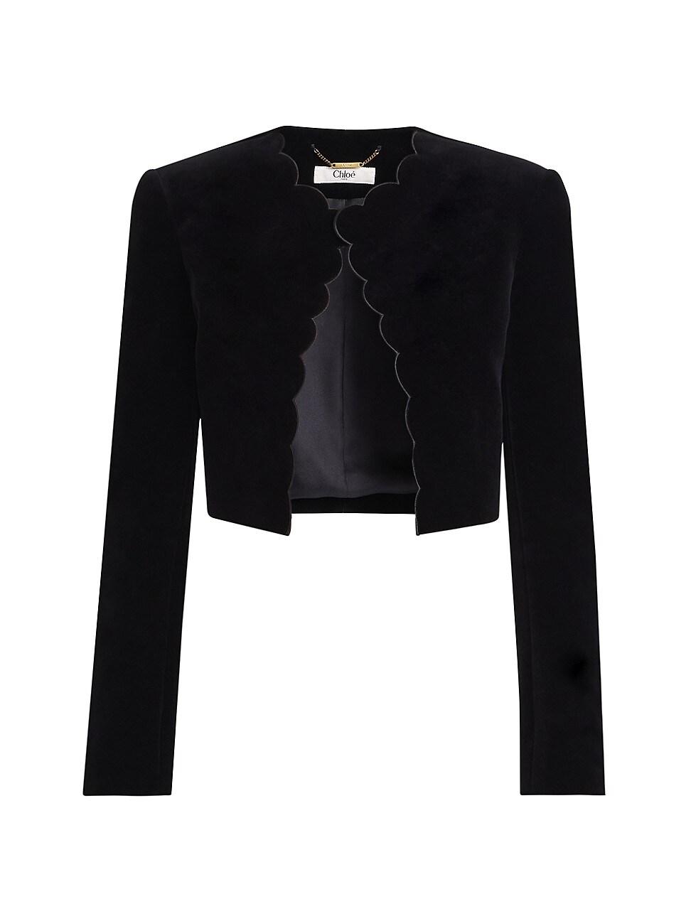 Womens Cotton Velvet Crop Jacket Product Image
