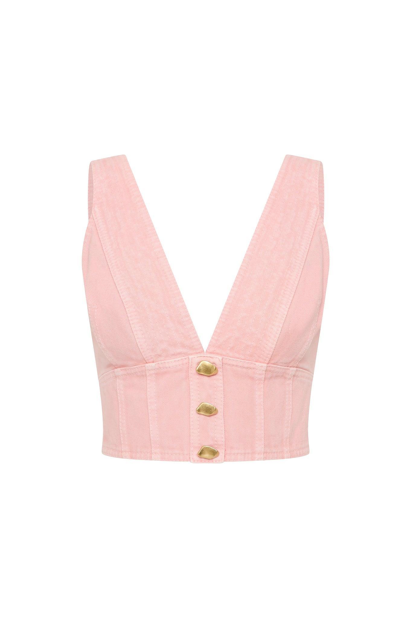 Ayden Denim Bralette Top-BLUSH WASH / 4 Product Image