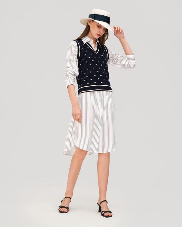 Pinstriped Freesia Shirt Dress Product Image