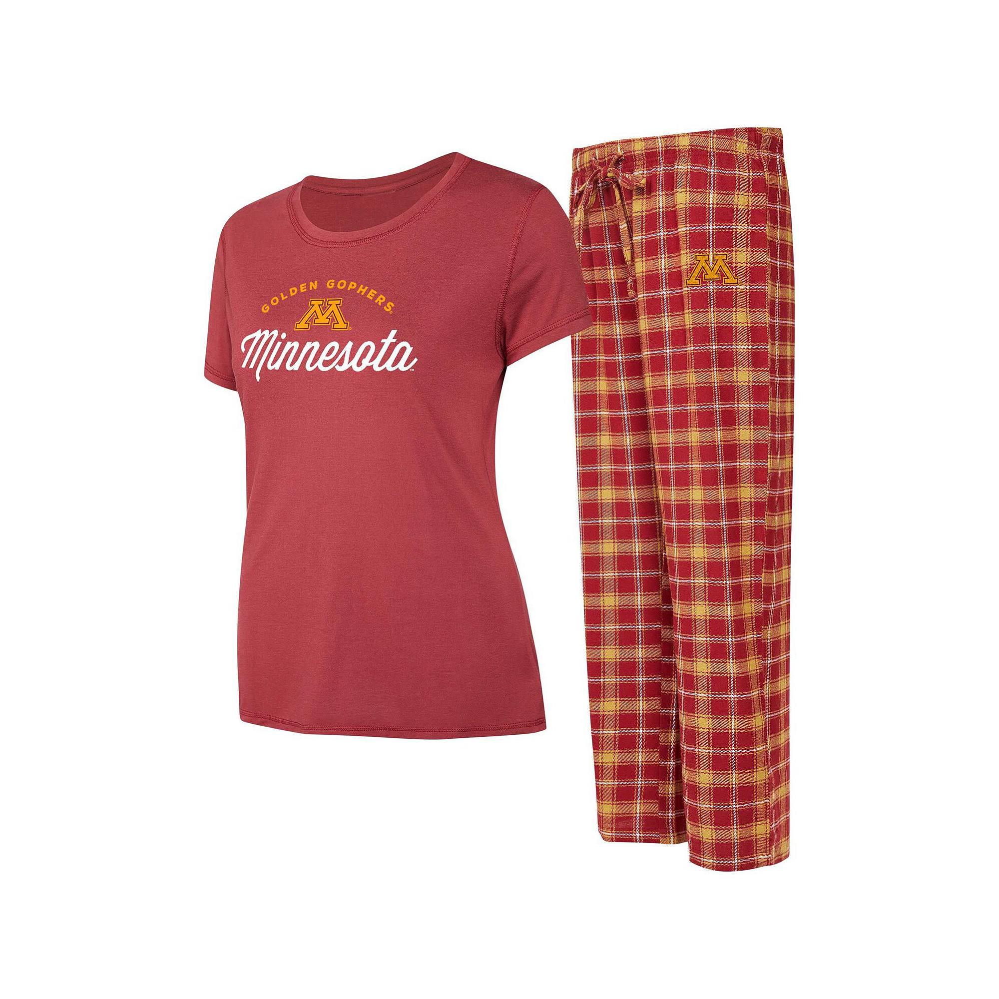 Women's Concepts Sport Maroon/Gold Minnesota Golden Gophers Arctic T-Shirt & Flannel Pants Sleep Set, Size: 3XL, Red Product Image