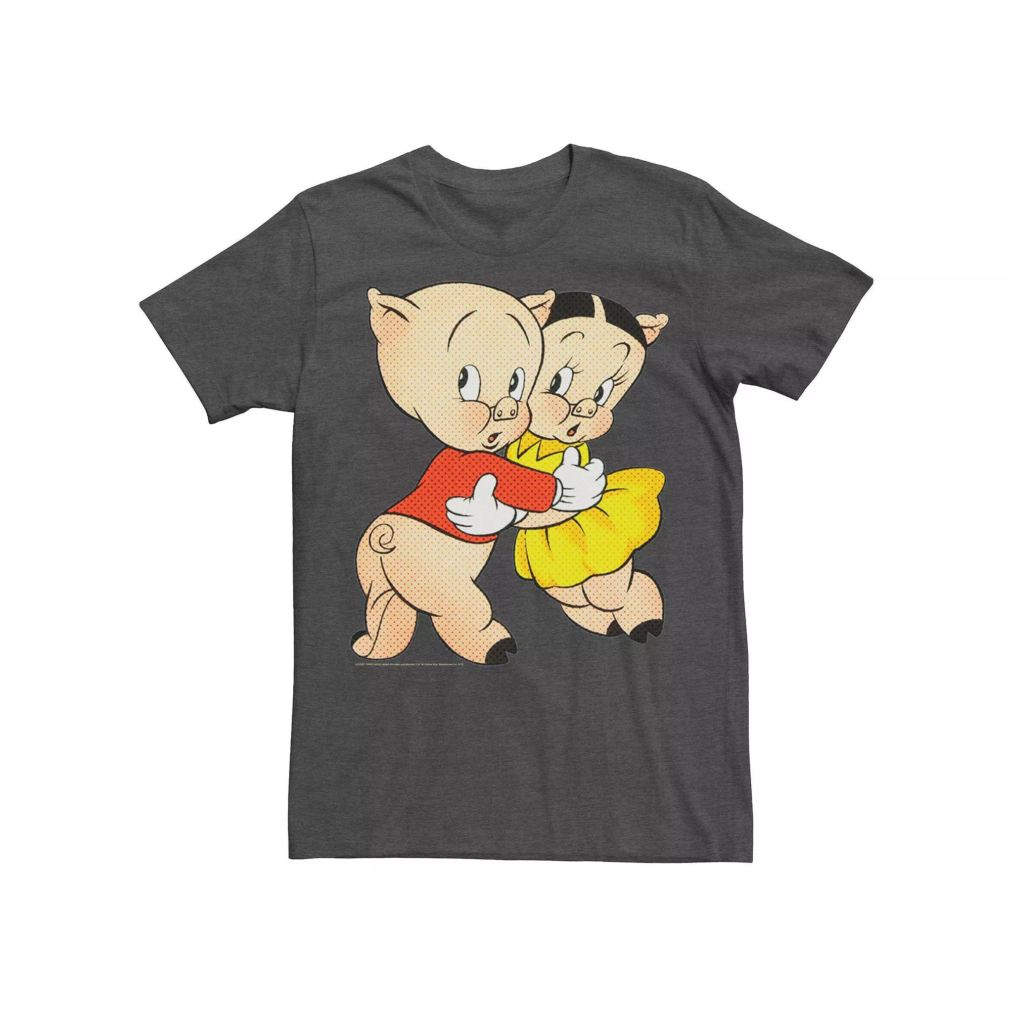 Men's Looney Tunes Porky & Petunia Pig Portrait Tee, Size: 3XL, Grey Heather Product Image