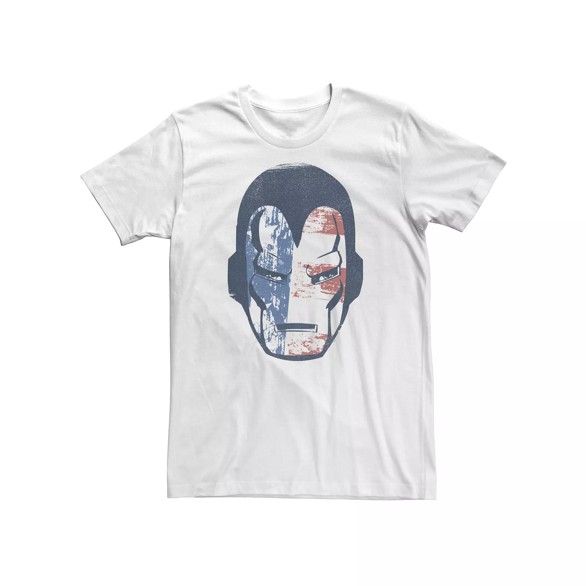 Big & Tall Marvel Iron Man American Flag Face Vintage Tee, Men's,  Product Image