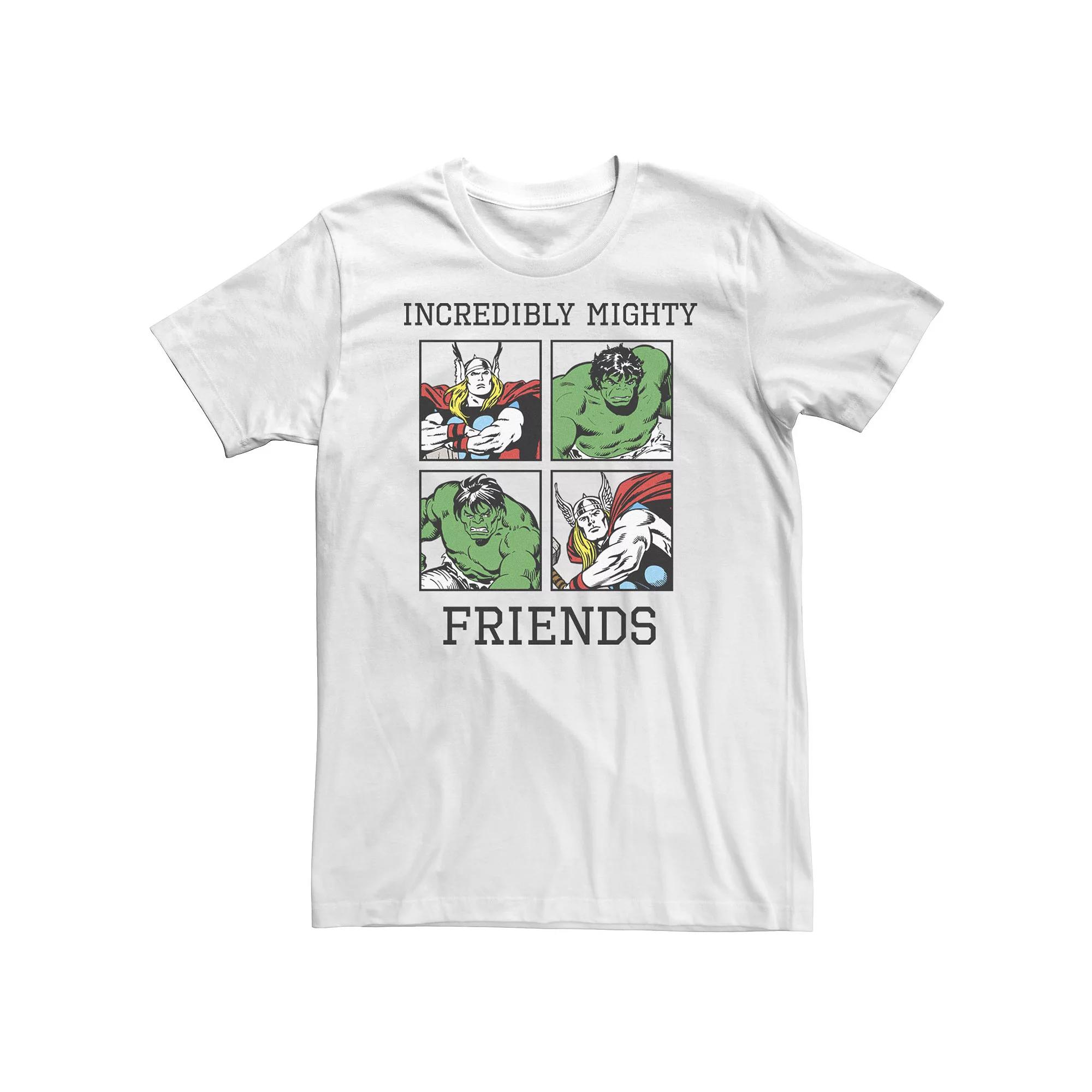 Big & Tall Marvel Thor Hulk Incredibly Mighty Friends Boxed Up Tee, Men's, Size: 5XL, White Product Image