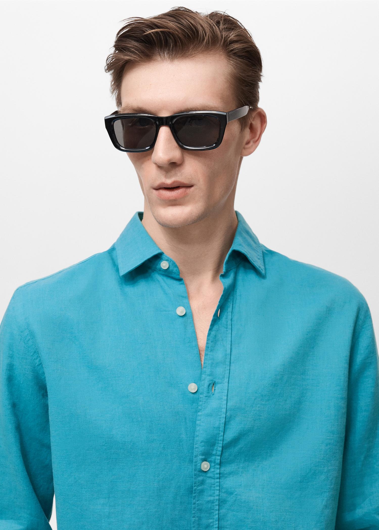 Linen-blend shirt - Men | MANGO USA Product Image