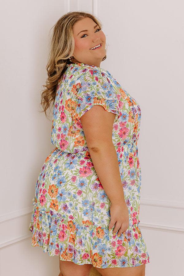 Pure Heart Floral Mini Dress in Blue Curves Product Image