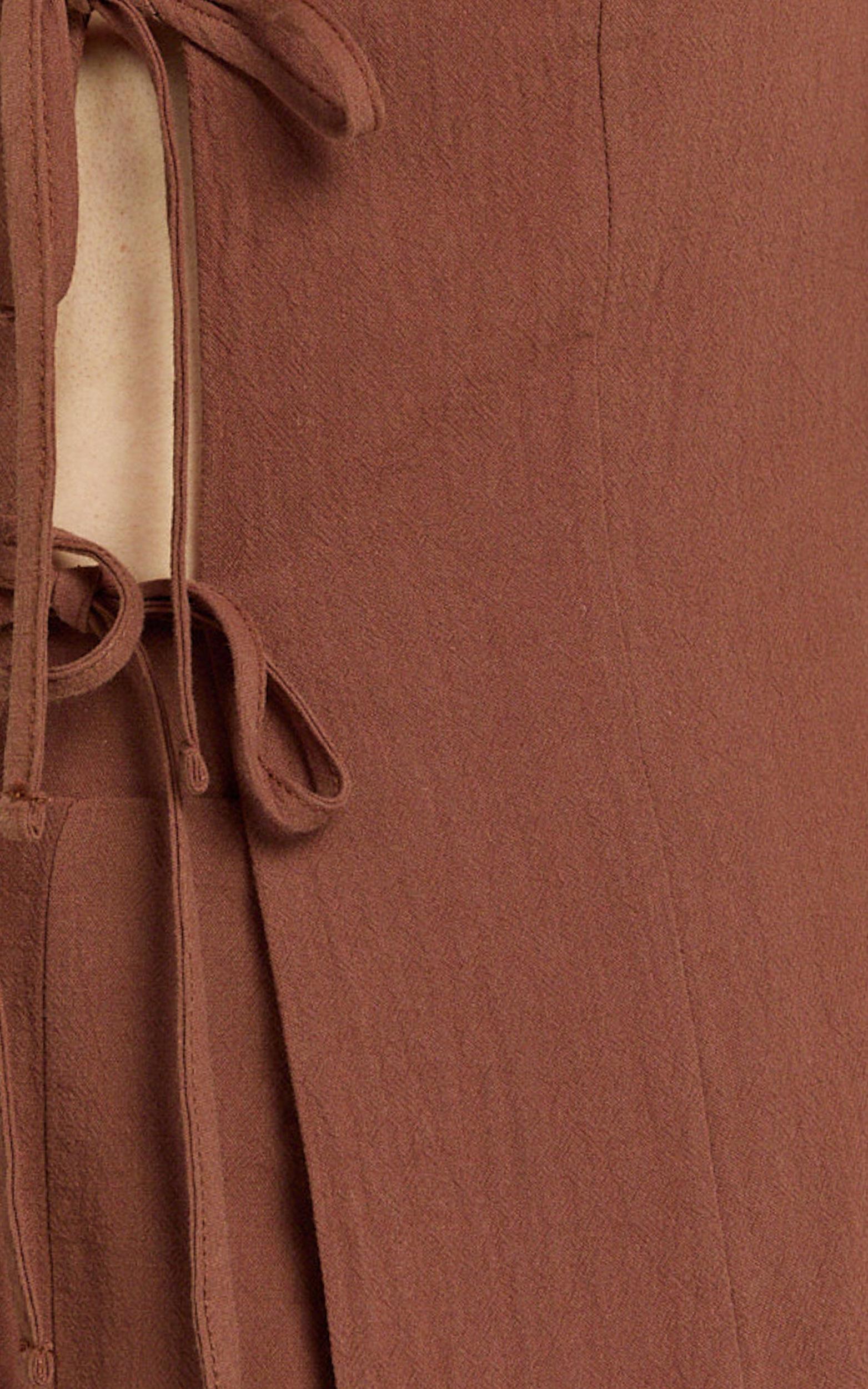 Keyla Two Piece Set - Tie Front Top and Mini Shorts in Chocolate Product Image