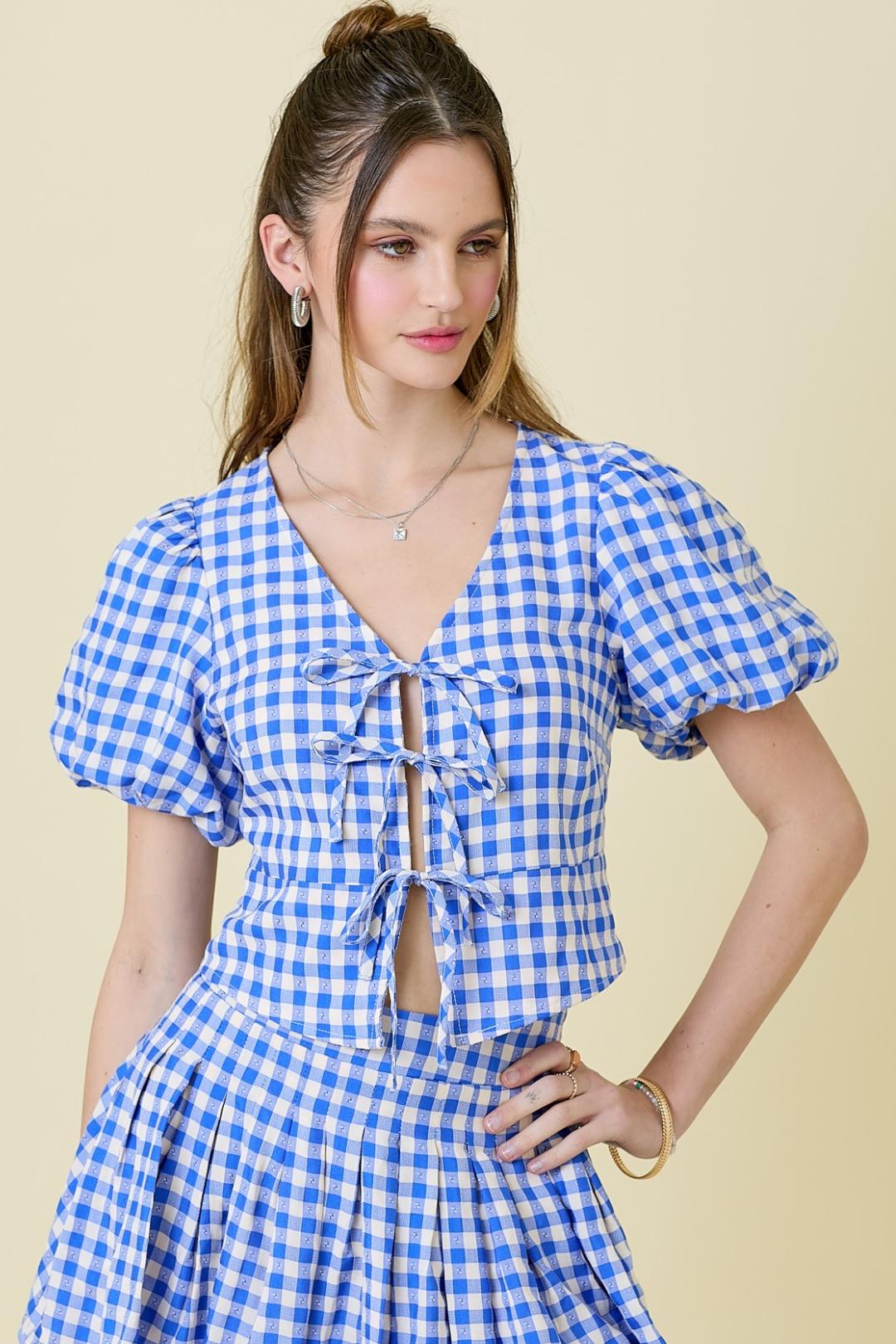 Gingham Bow Top Product Image