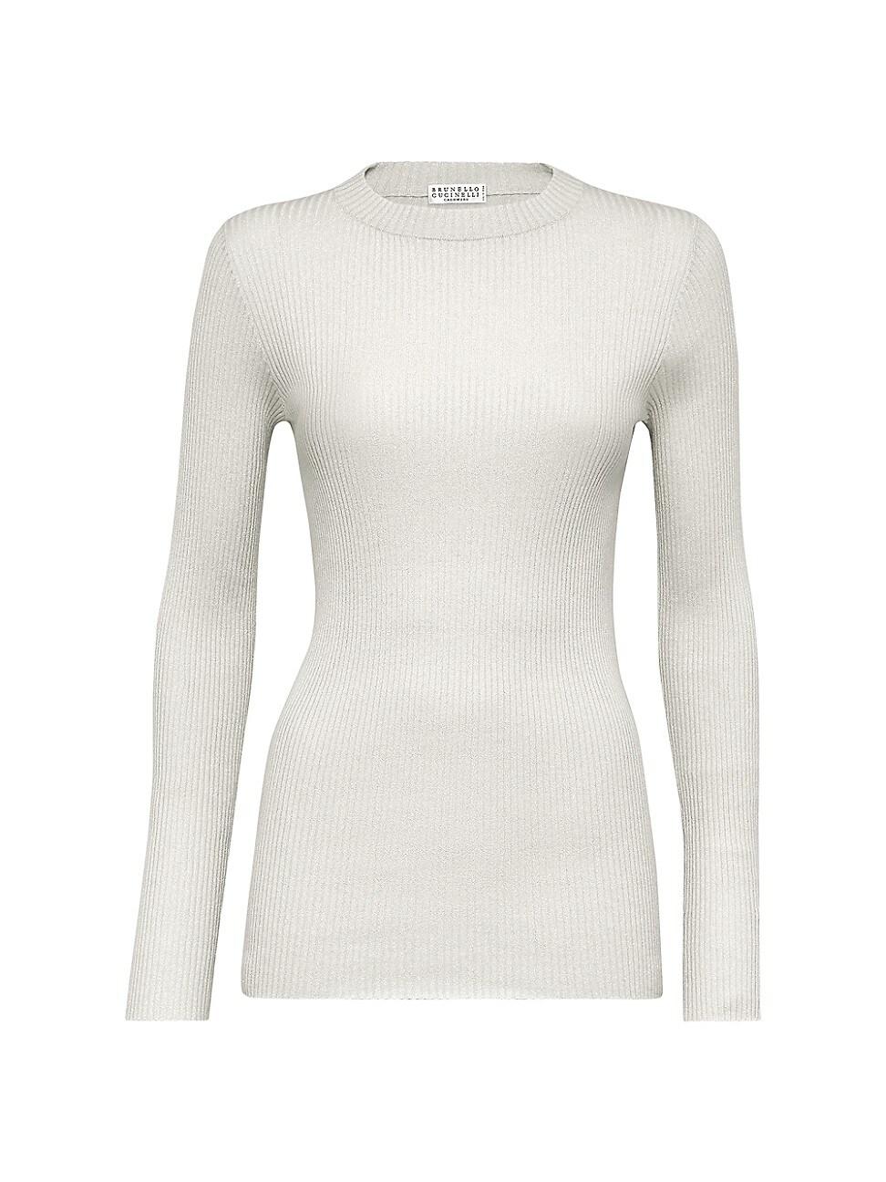 Womens Sparkling Cashmere and Silk Rib Knit Lightweight Sweater Product Image
