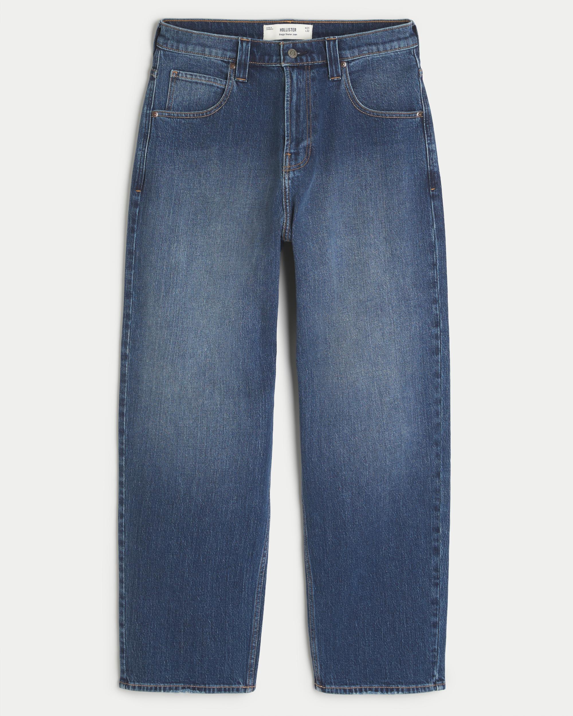 Dark Wash Skater Baggy Jeans Product Image