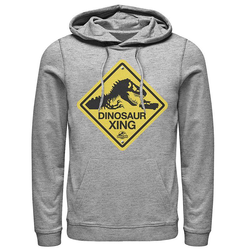 Men's Jurassic Park Dinosaur Crossing Yellow Sign Pullover Hoodie,  Product Image