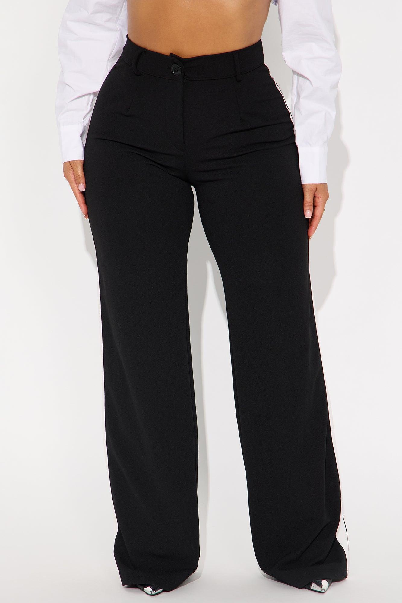 This Is My Lifestyle Wide Leg Crepe Trouser Pant - Black/White Female Product Image
