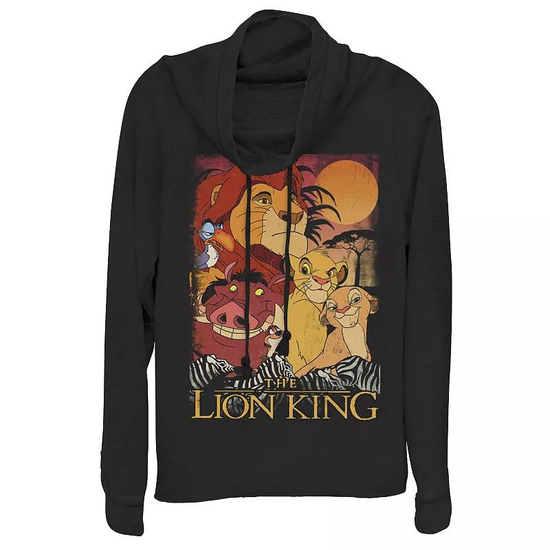 Disney's Lion King Juniors' Happy Group Sunset Cowlneck Graphic Lightweight Long Sleeve, Girl's,  Product Image