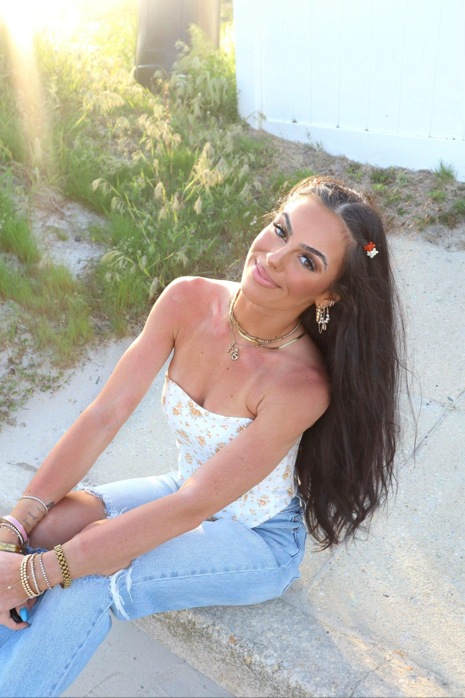 FINAL SALE Marigold Floral Strapless Top Product Image