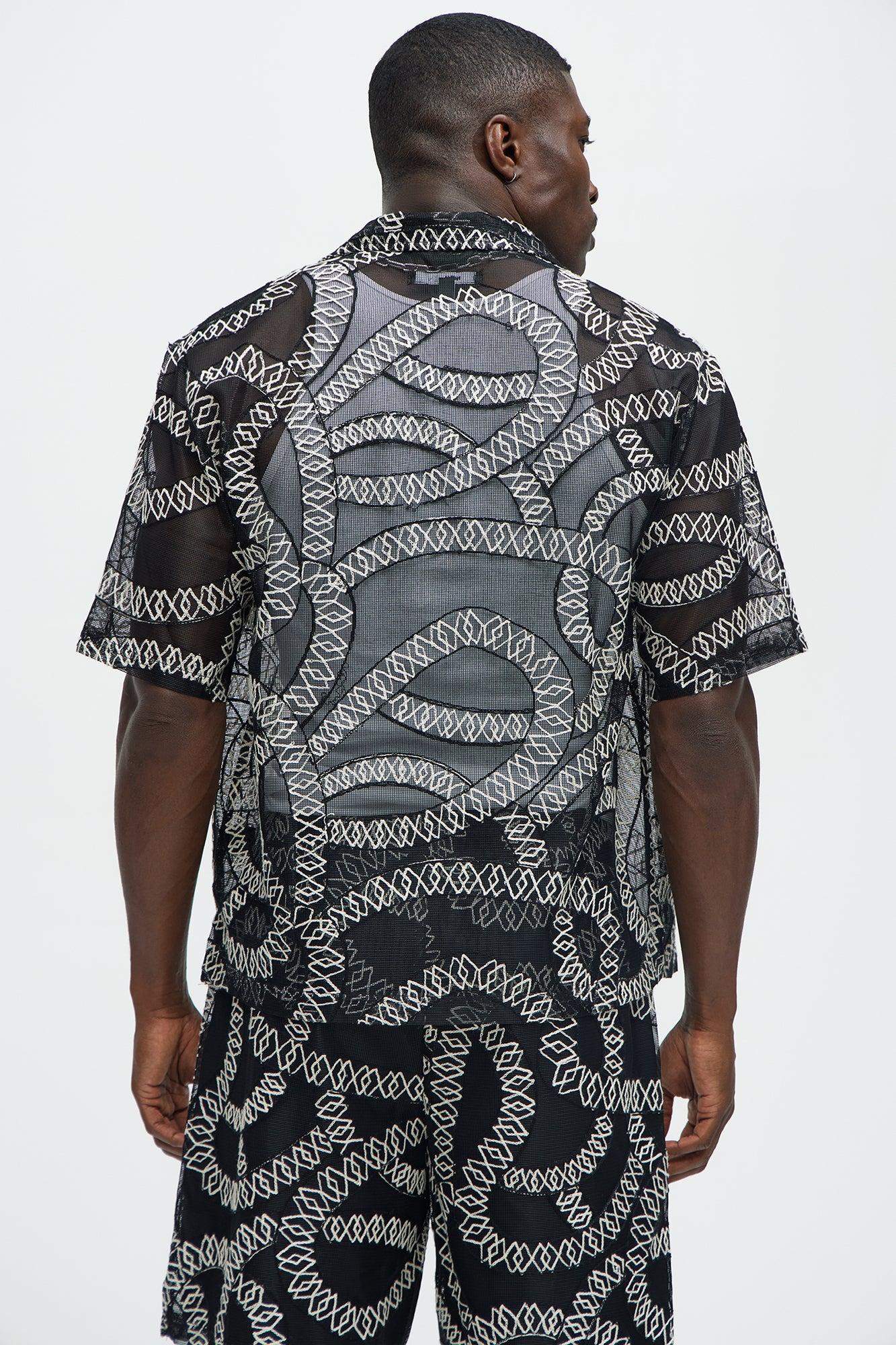 Embroidered Netting Shirt - Black Product Image