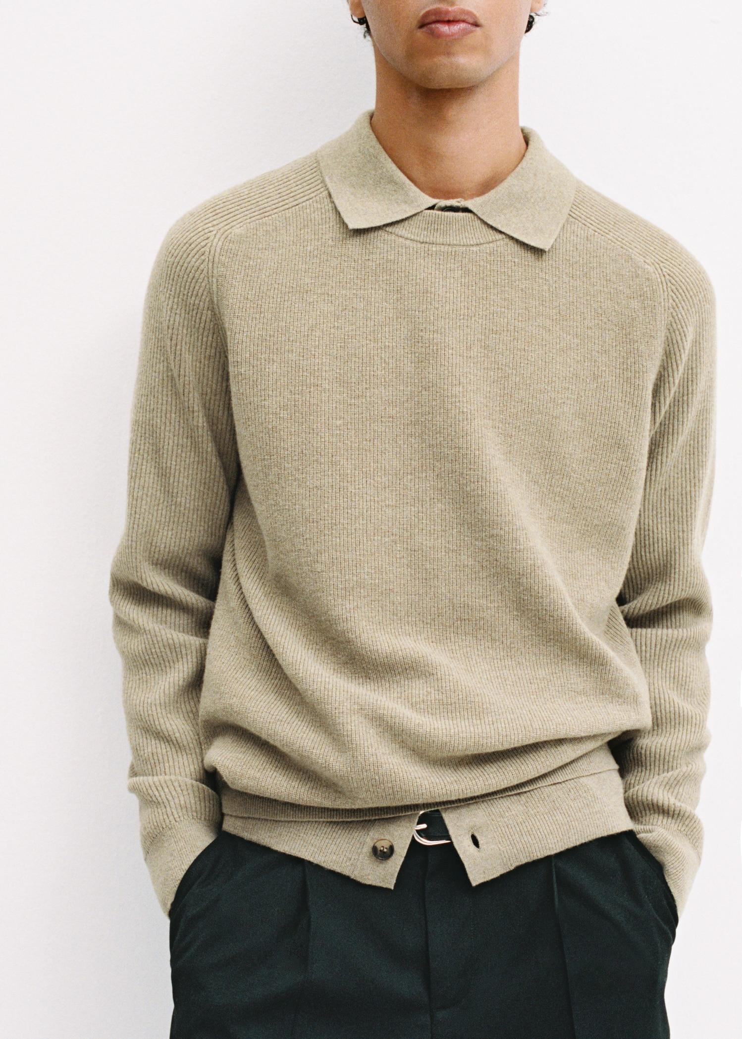 Ribbed wool sweater - Men | MANGO USA Product Image