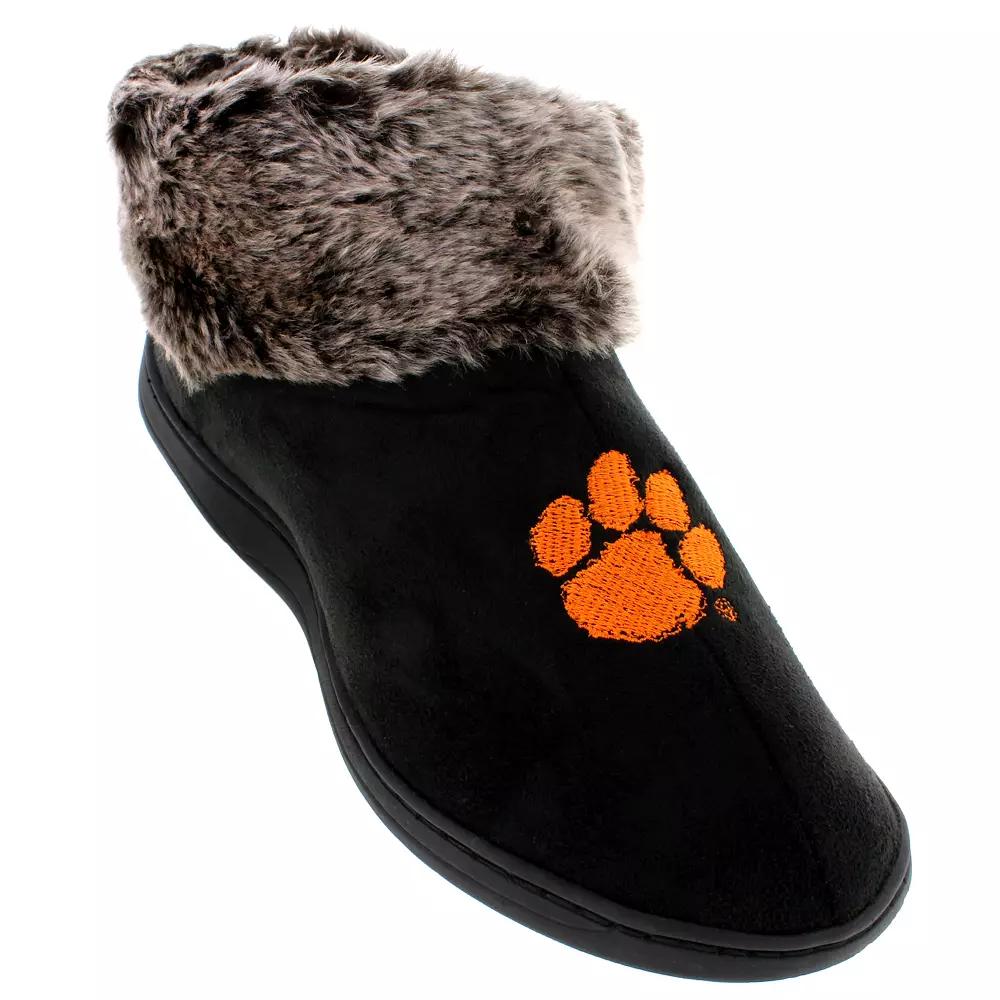Clemson Tigers Women's Faux Fur Boot Slippers, Size: Large, Black Product Image
