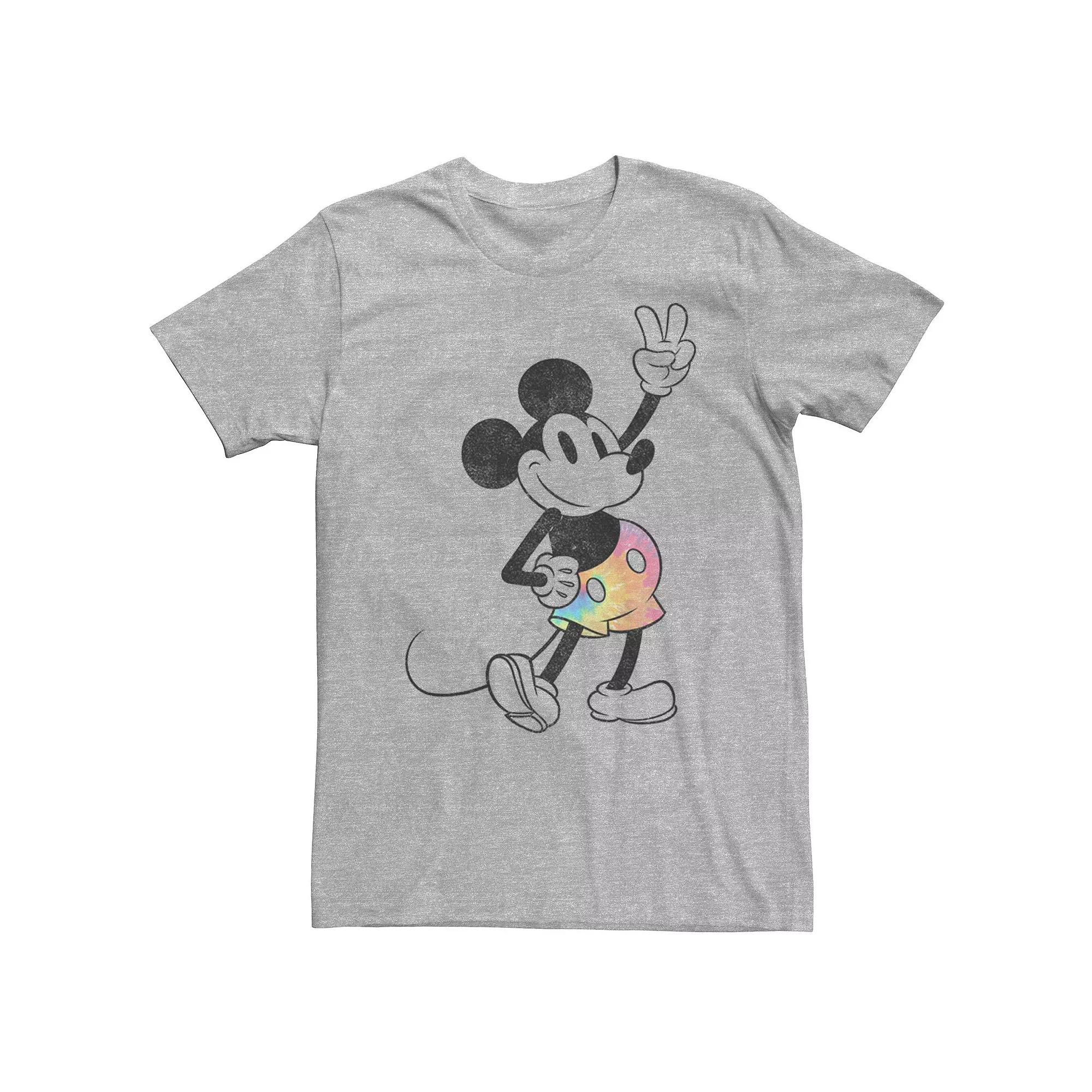 Big & Tall Disney Mickey Mouse Peace Sign Rainbow Short Tee, Men's,  Product Image