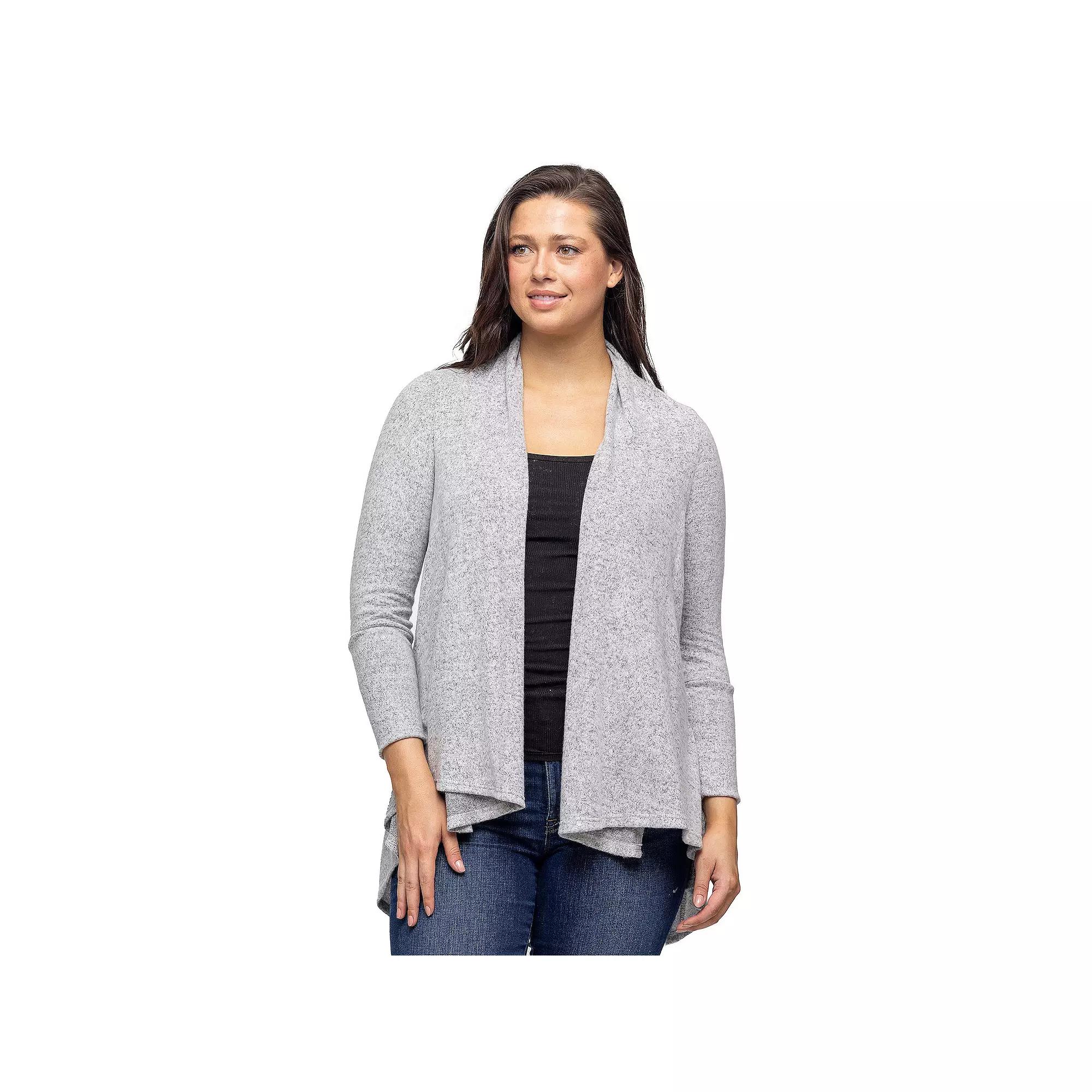 Women's 24Seven Comfort Apparel Open Front High Low Cozy Cardigan,  Product Image