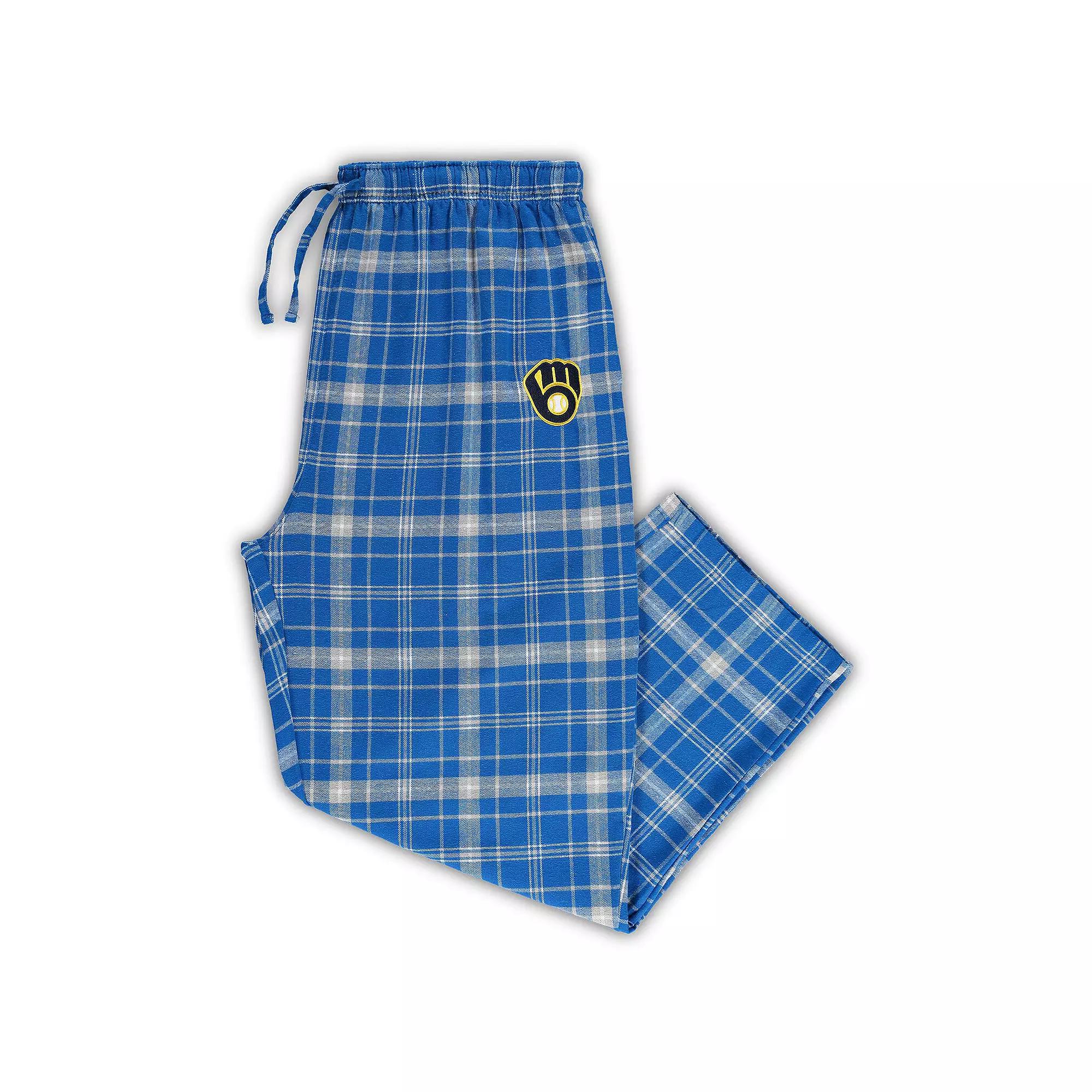 Men's Concepts Sport Royal/Gray Milwaukee Brewers Big & Tall Team Flannel Pants, Size: 3XB, Blue Product Image