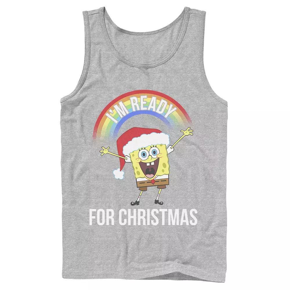 Men's Spongebob I'm Ready For Christmas Rainbow Tank Top,  Product Image