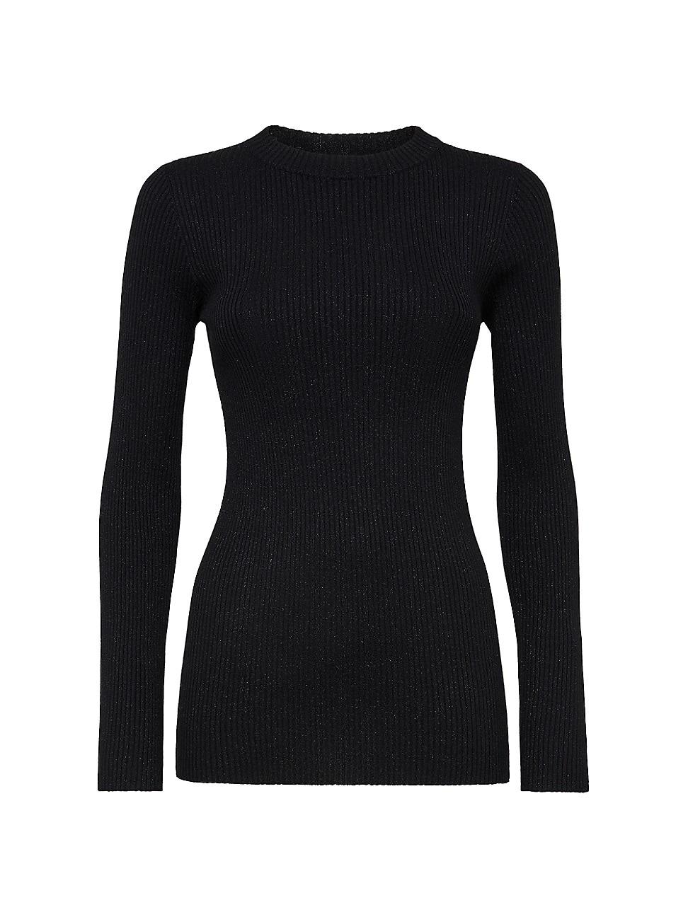 Womens Sparkling Cashmere and Silk Rib Knit Lightweight Sweater Product Image