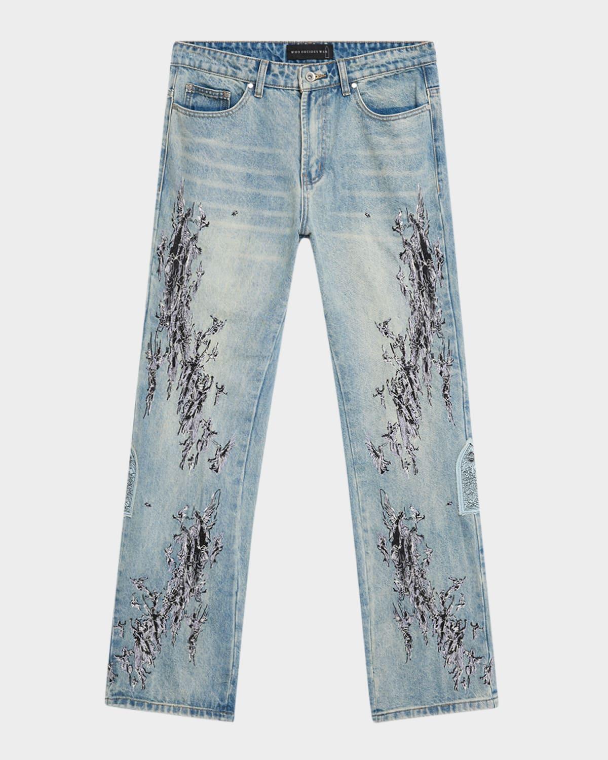 Men's Scratched Denim Jeans Product Image