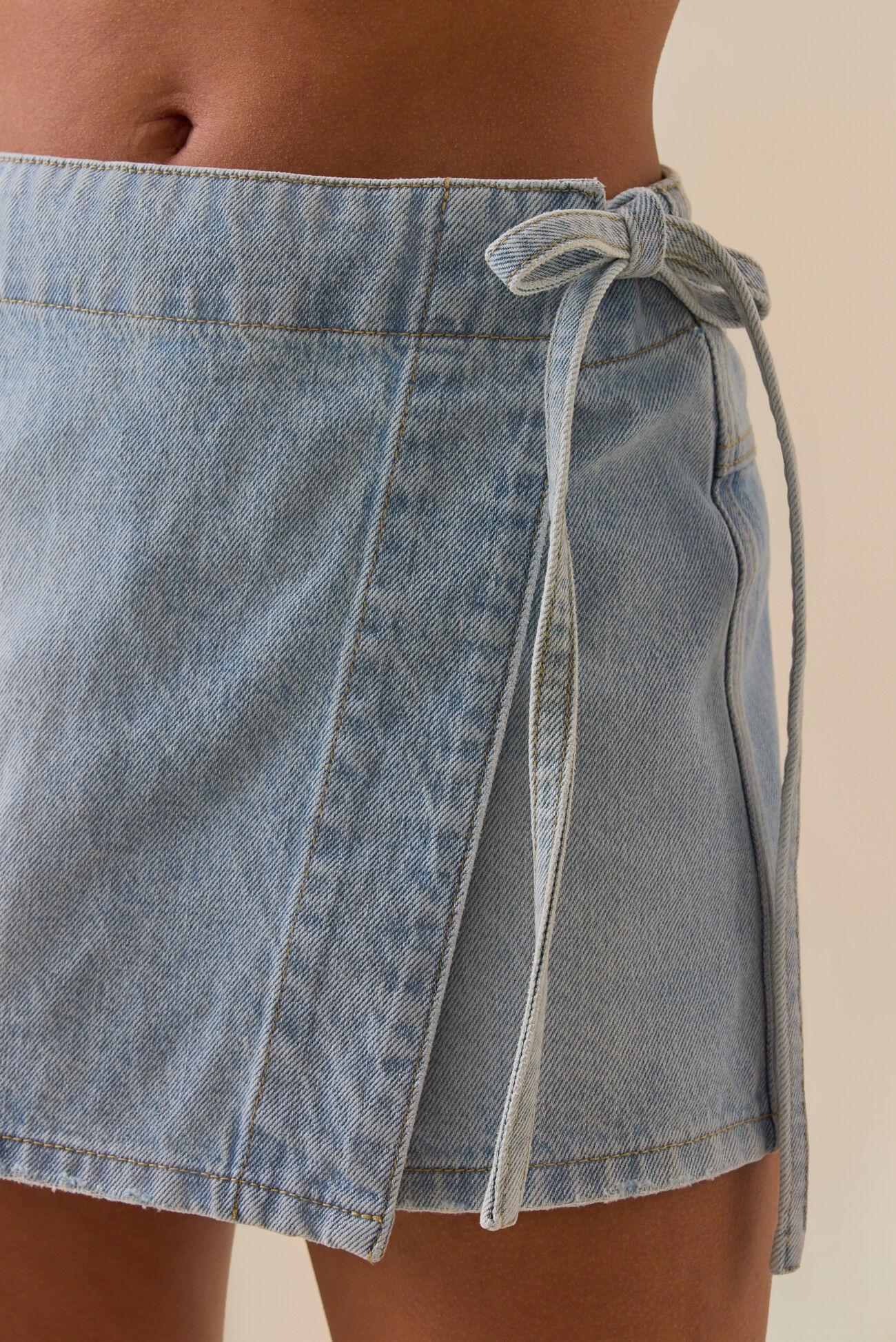 Dylan Side Tie Denim Skort Product Image