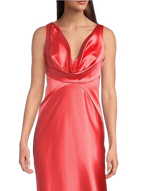 Vince Camuto Satin Cowl Neck Sleeveless Maxi Dress Product Image
