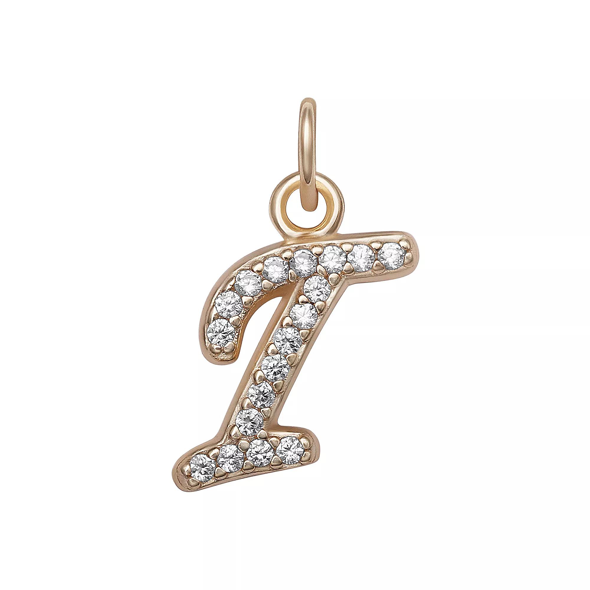 LC Lauren Conrad Sterling Silver Cubic Zirconia Initial Charm, Womens, Gold Tone O Product Image