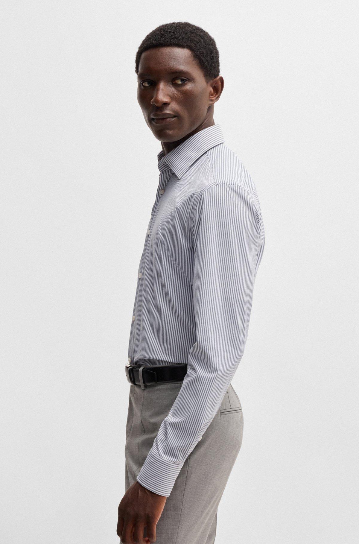 Slim-fit shirt in striped performance-stretch fabric Product Image