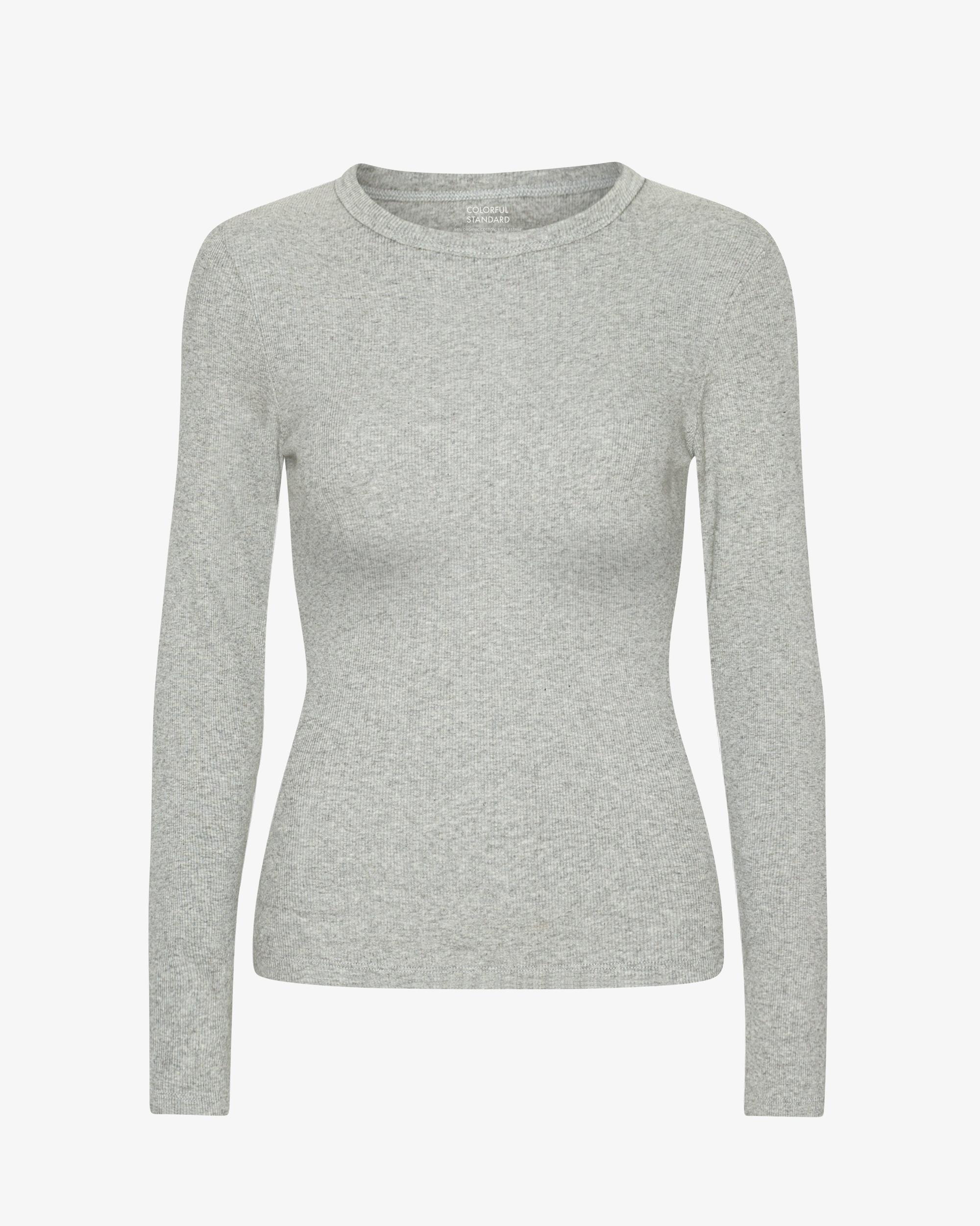 Women Organic Rib LS T-Shirt - Heather Grey Product Image