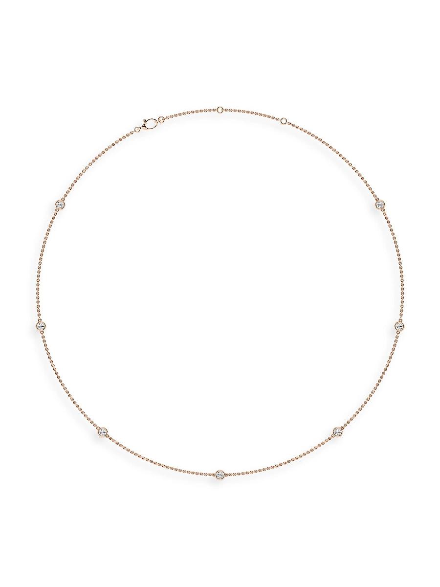 Womens 14K Rose Gold & Lab-Grown 7-Diamond Station Necklace/0.70 2.10 Tcw - Product Image