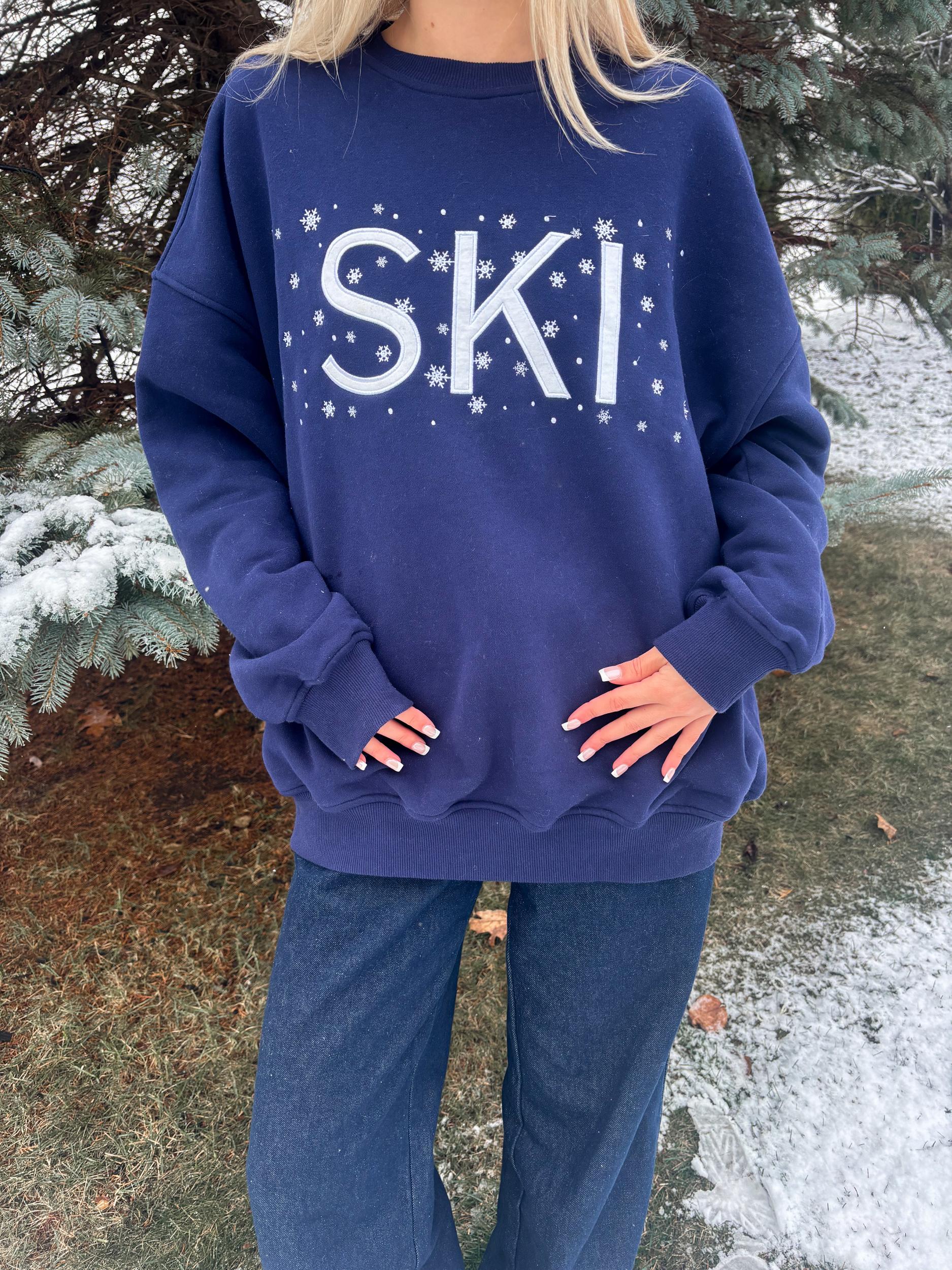 Ski Snowflake Embroider Sweatshirt Product Image