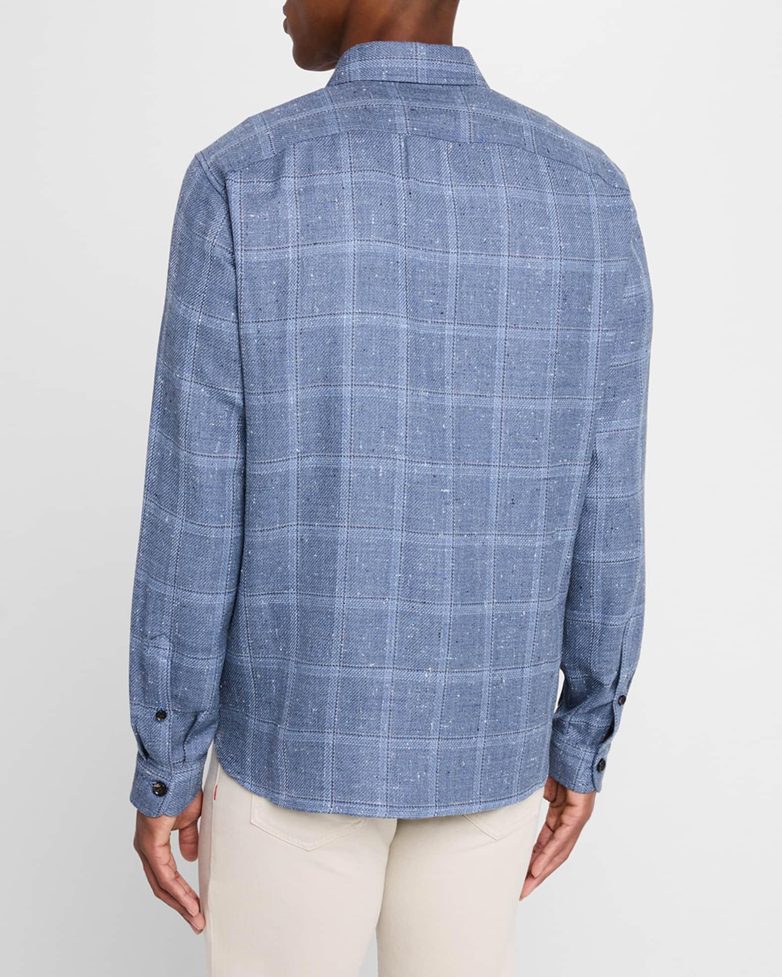 Men's Wool and Silk Windowpane Overshirt Product Image