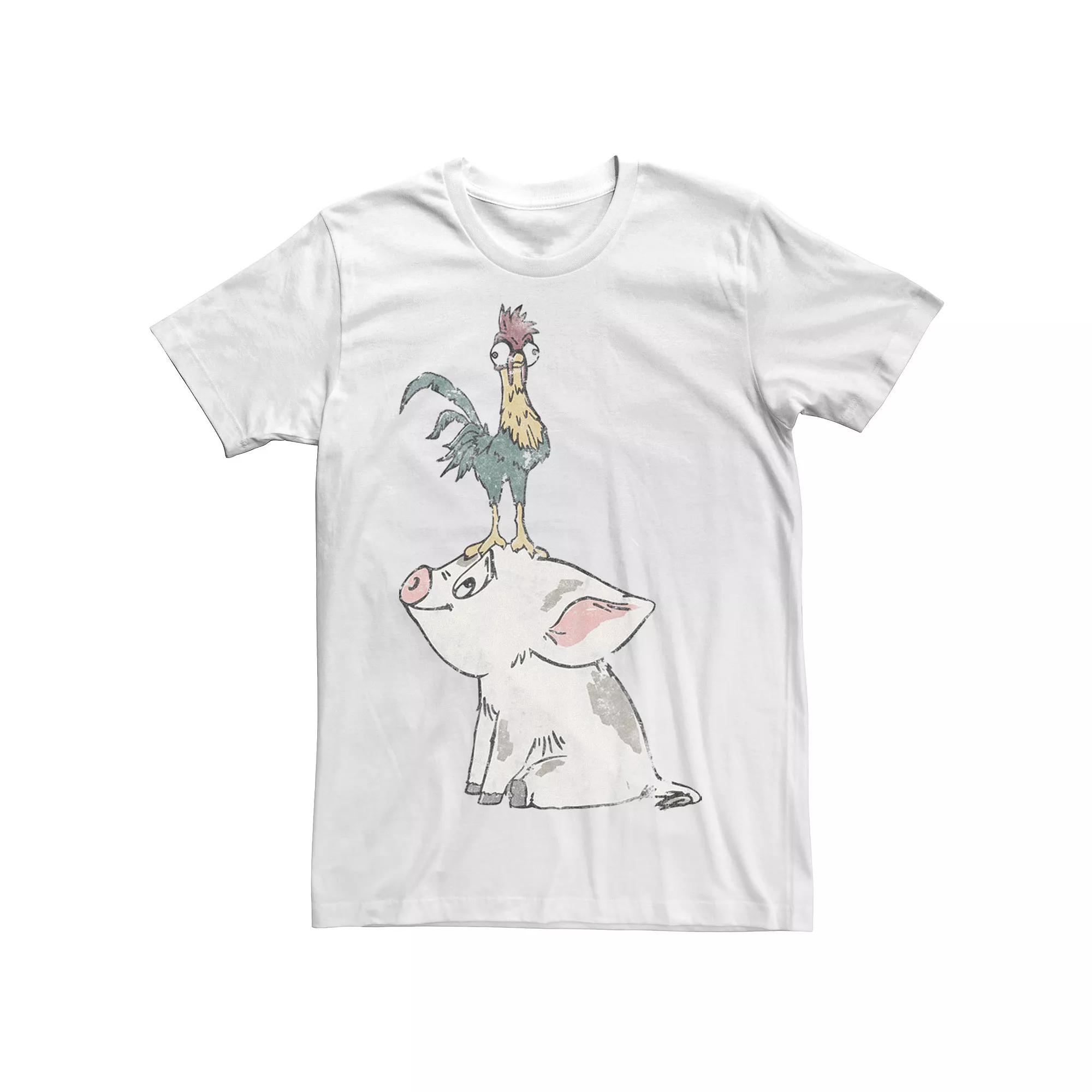 Disney's Moana Hei Hei On Top Of Pigs Head Men's Tee,  Product Image