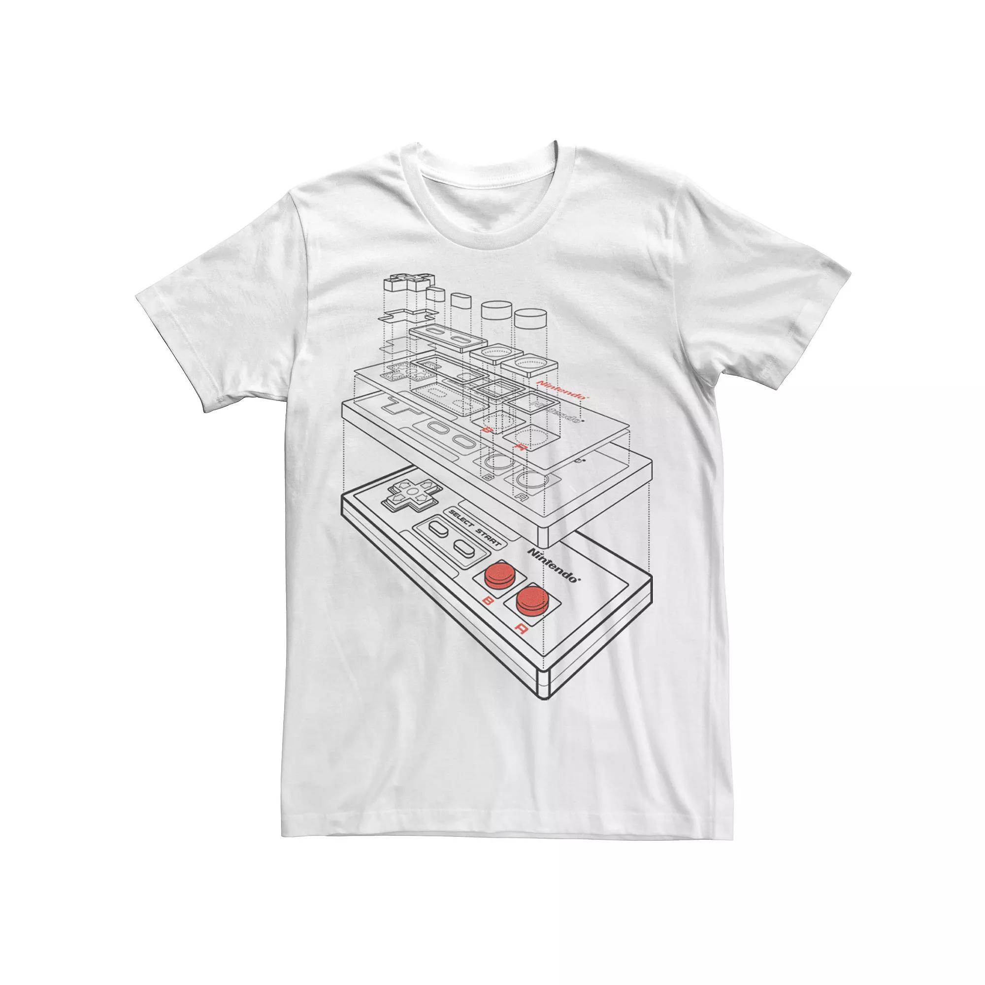 Men's Super Nintendo Controller Schematics Tee, Size: XS, White Product Image