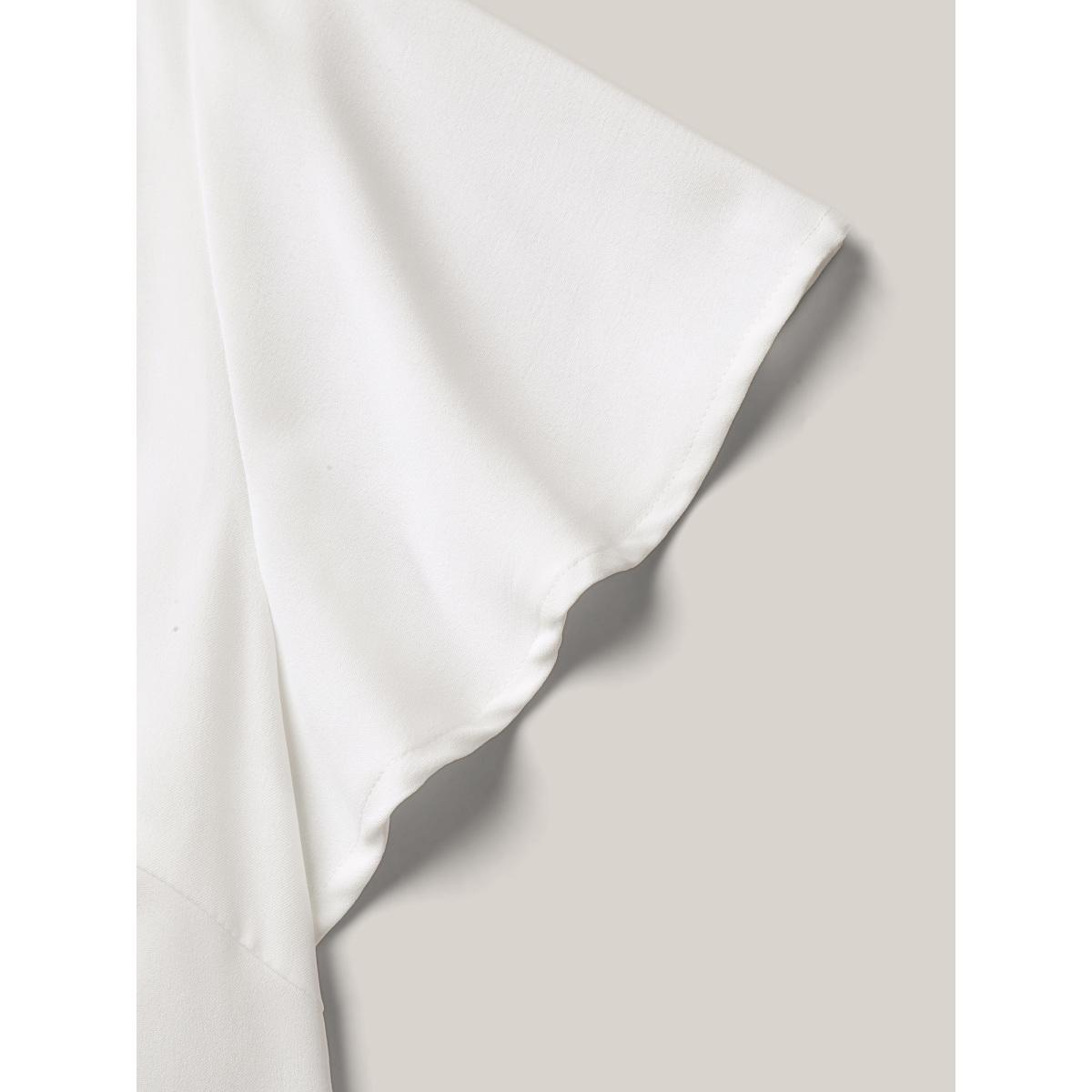 Plus Size Multicolor Round Neck Contrast Tiered Blouse Women Casual Cap Sleeve Round Neck Everyday Blouses BloomChic 26/4X Product Image