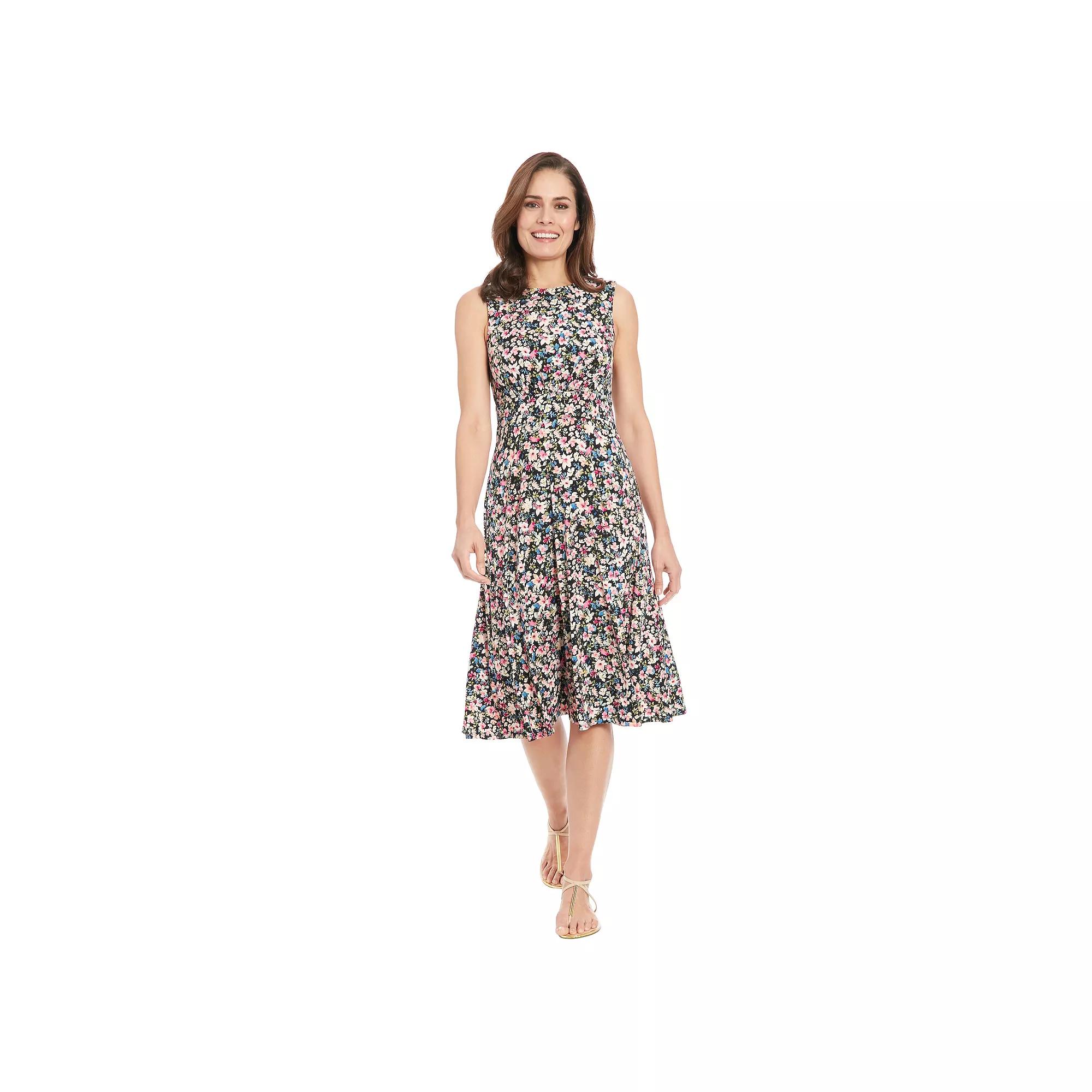 Women's London Times Inset Waist Print Midi Dress,  Product Image